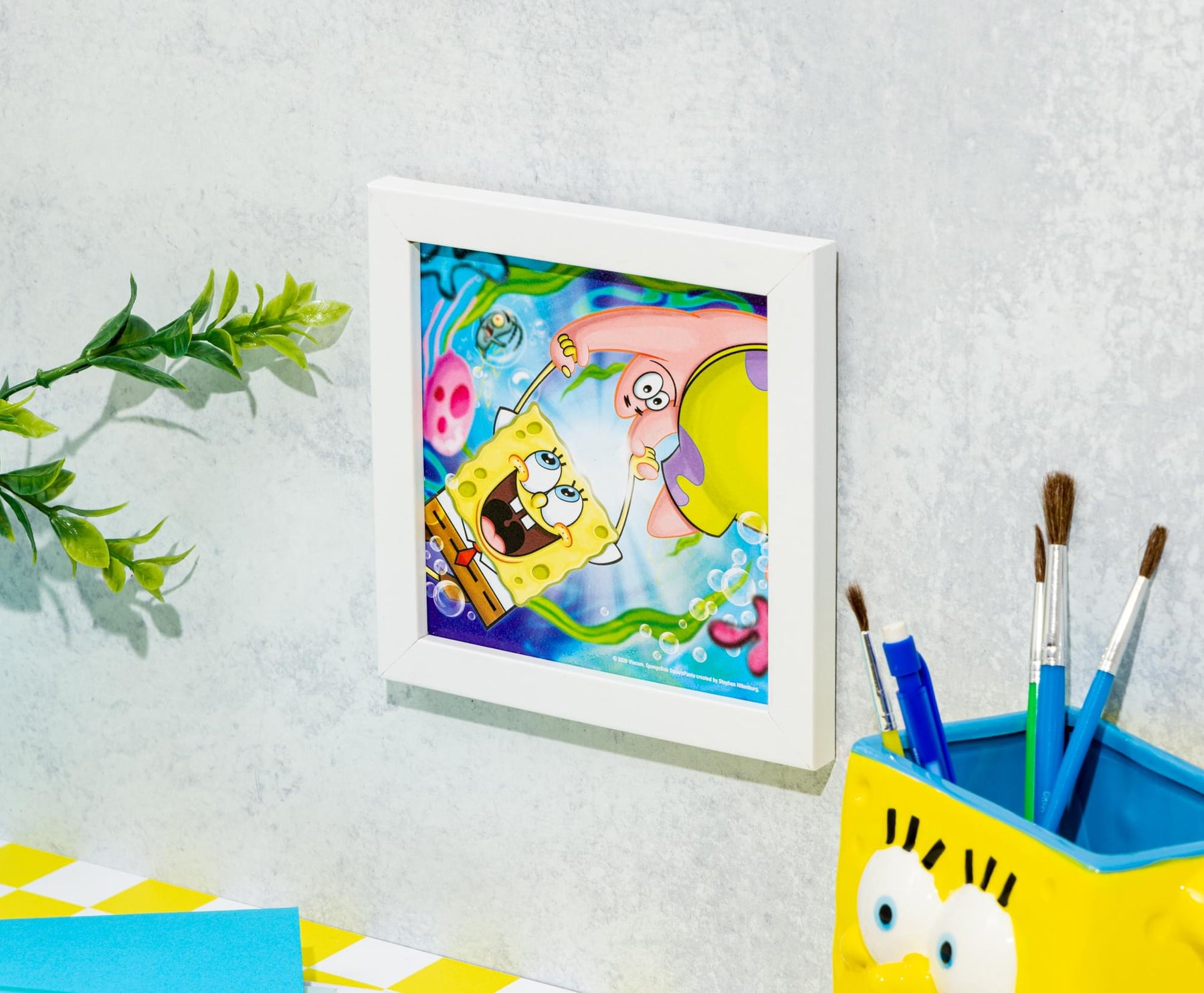 Nickelodeon SpongeBob SquarePants and Patrick Framed MDF Wall Art | 6 x 6 Inches
