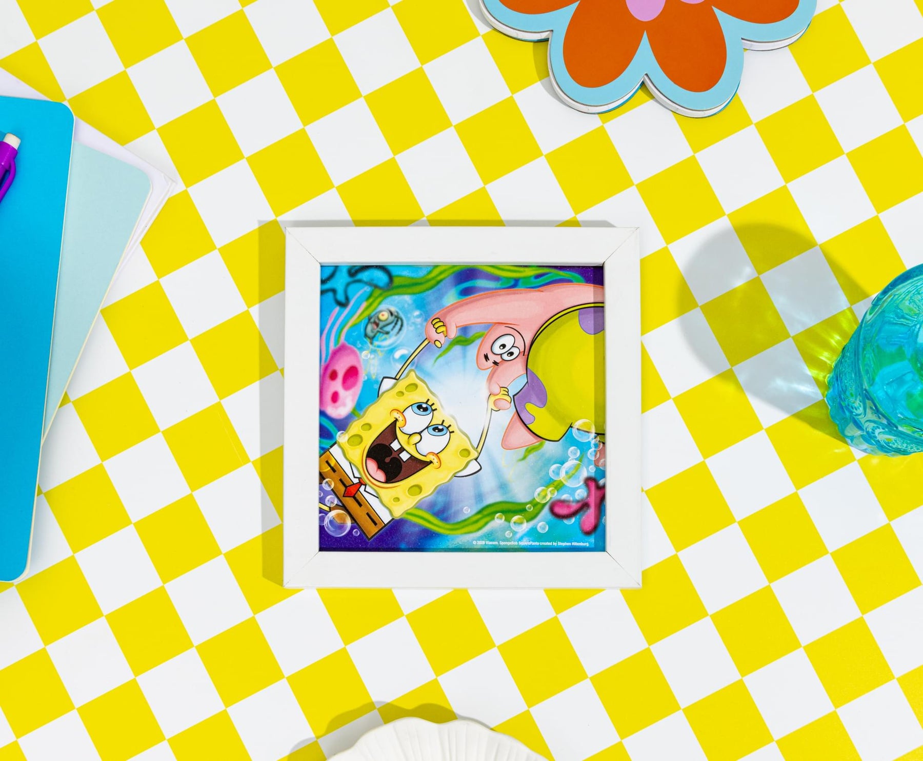 Nickelodeon SpongeBob SquarePants and Patrick Framed MDF Wall Art | 6 x 6 Inches