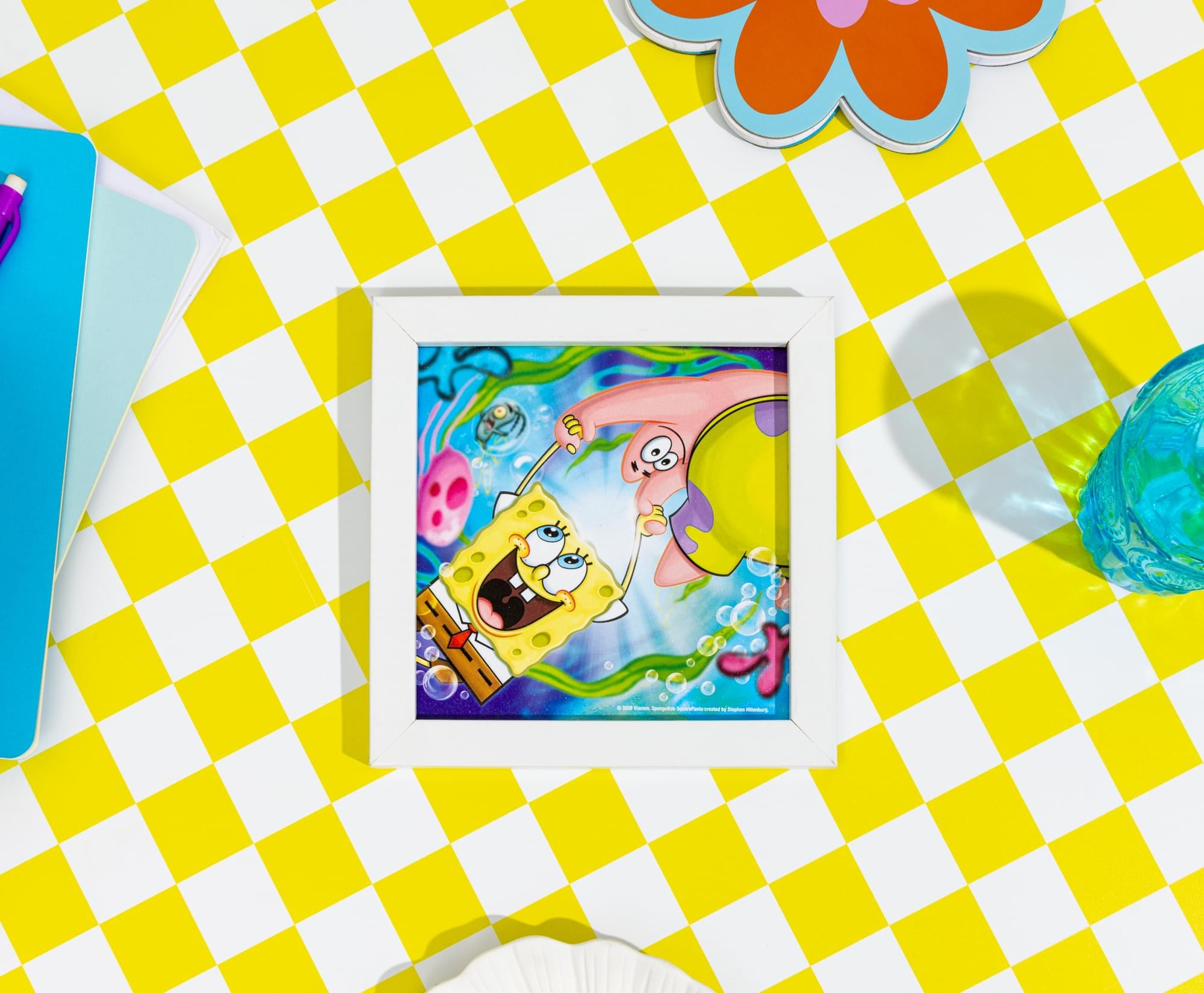 Nickelodeon SpongeBob SquarePants and Patrick Framed MDF Wall Art | 6 x 6 Inches