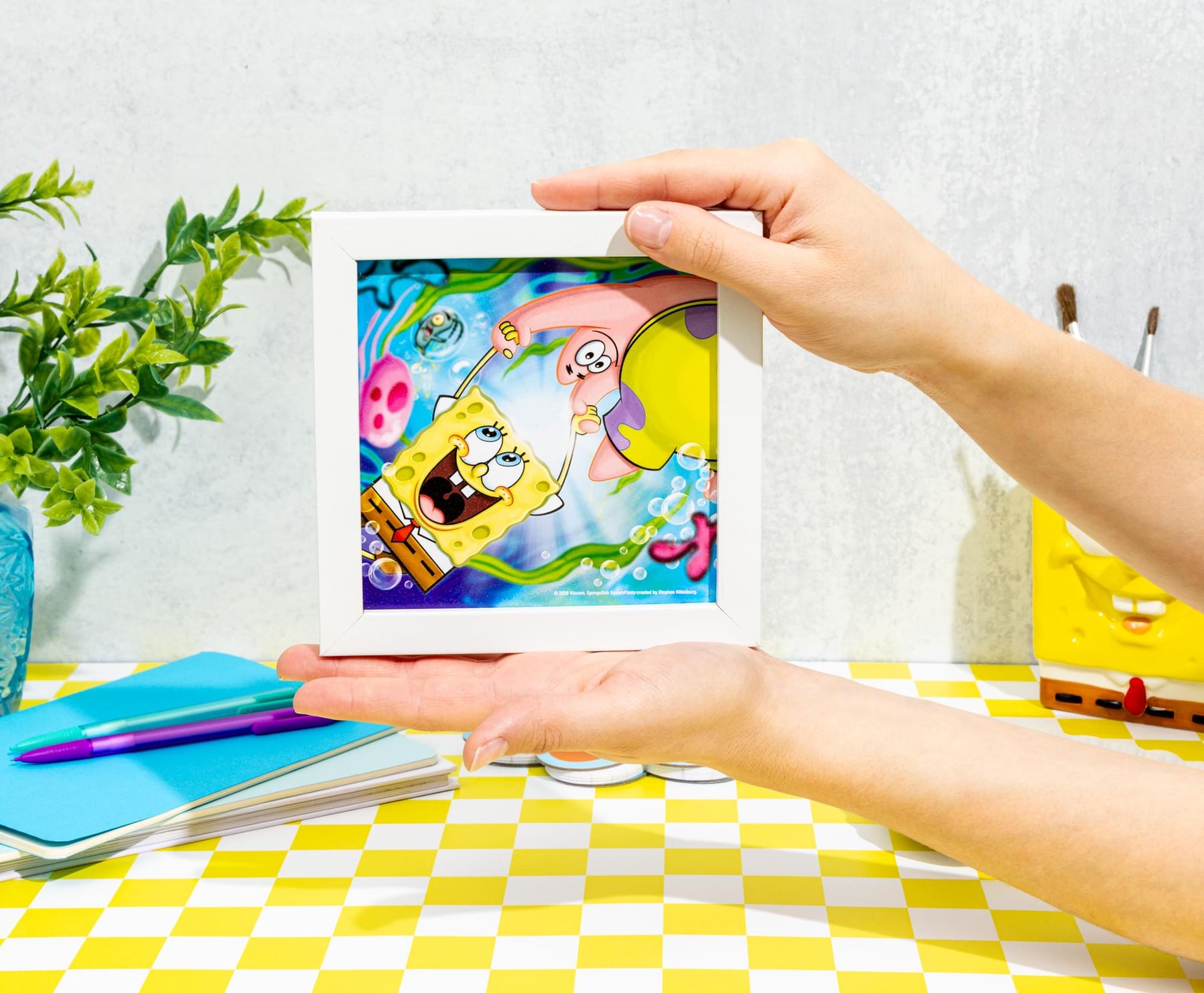 Nickelodeon SpongeBob SquarePants and Patrick Framed MDF Wall Art | 6 x 6 Inches