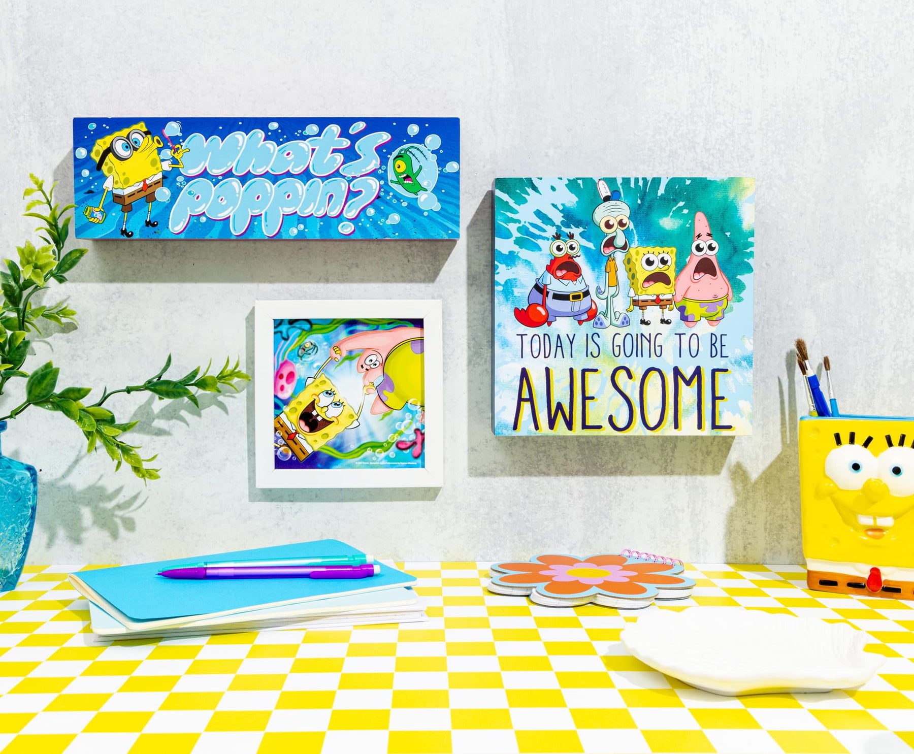 Nickelodeon SpongeBob SquarePants and Patrick Framed MDF Wall Art | 6 x 6 Inches