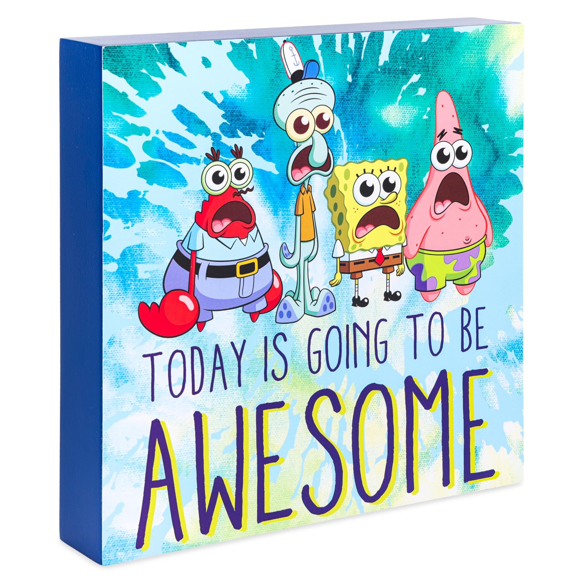 SpongeBob SquarePants "Today Is Going To Be Awesome" MDF Box Sign | 8 x 8 Inches