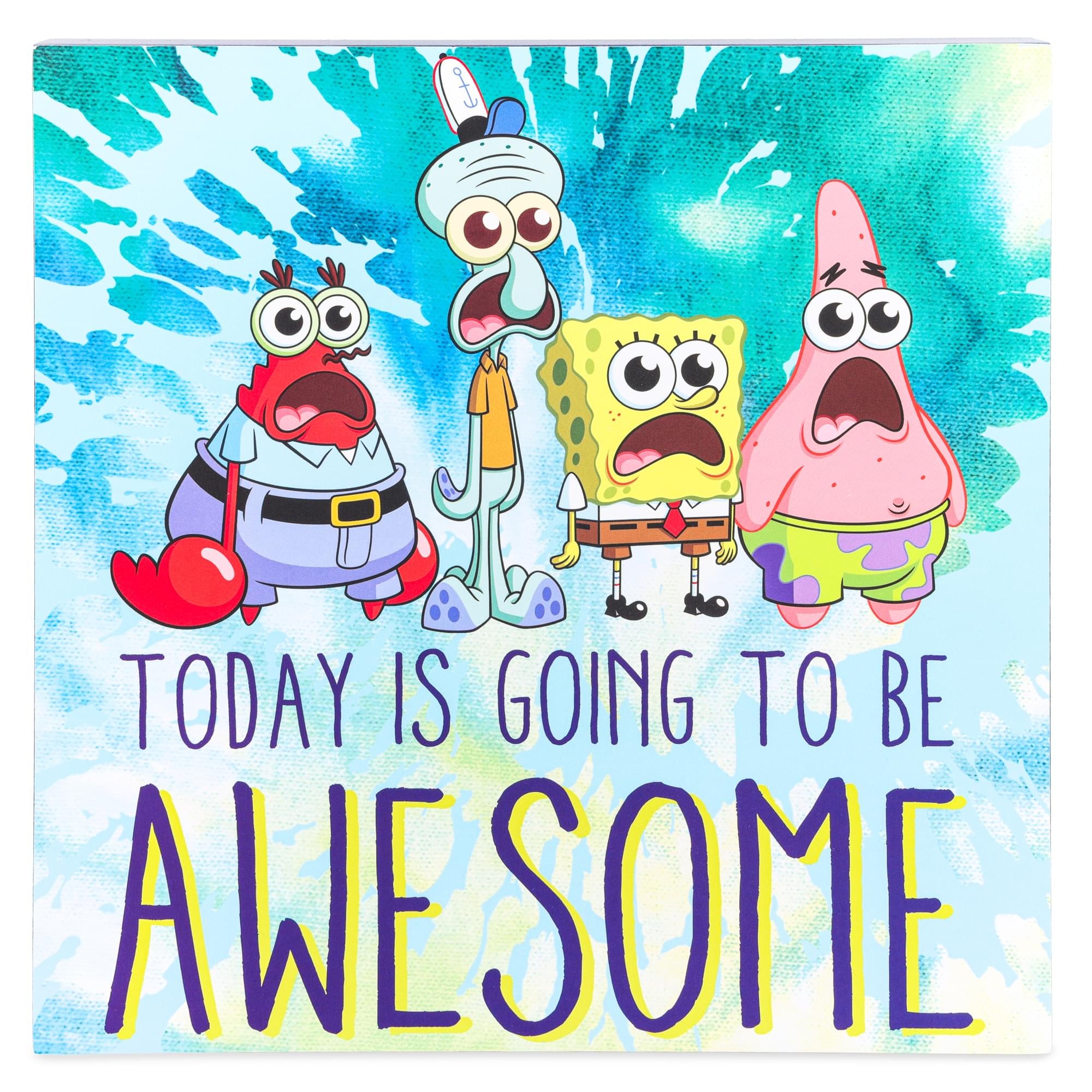 SpongeBob SquarePants "Today Is Going To Be Awesome" MDF Box Sign | 8 x 8 Inches