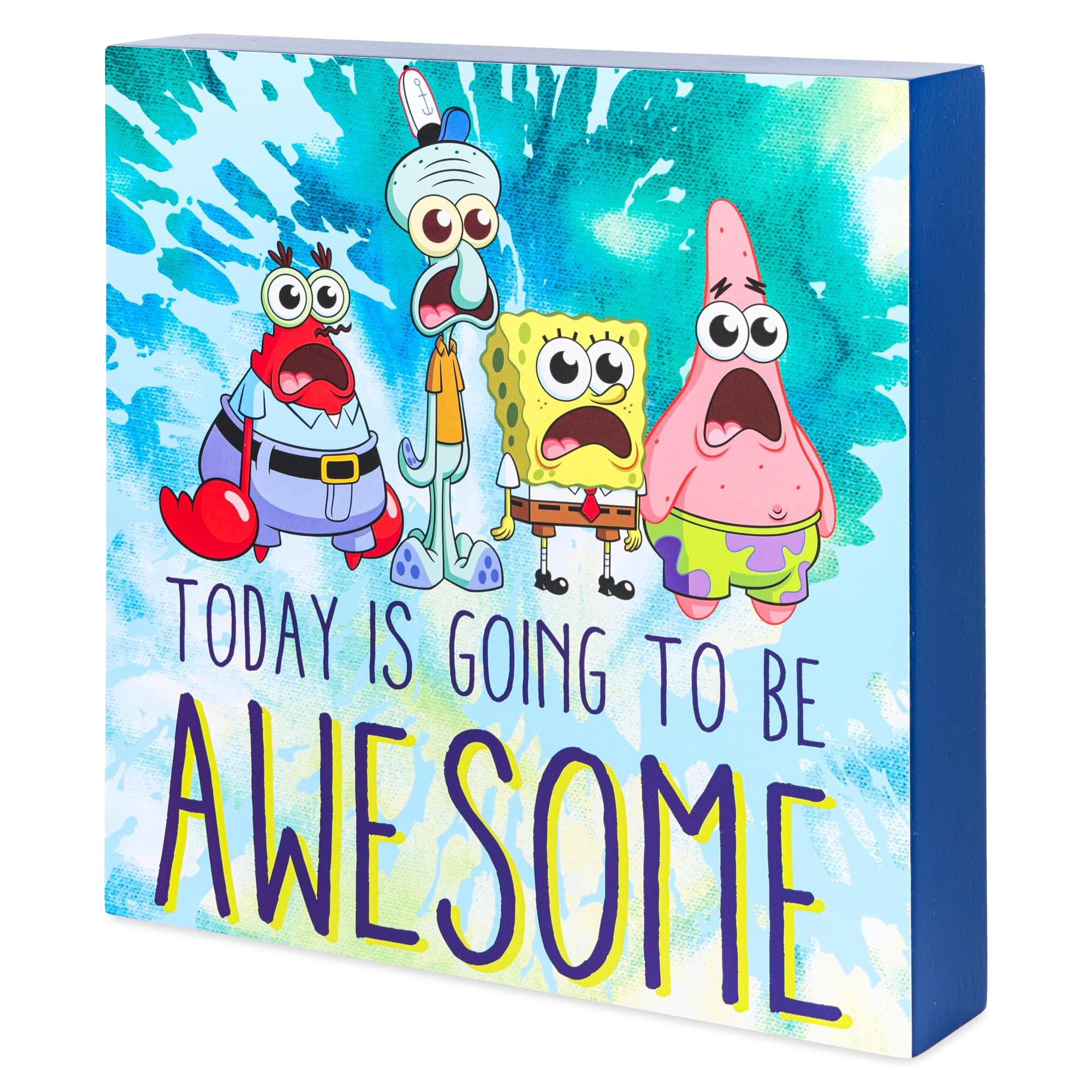 SpongeBob SquarePants "Today Is Going To Be Awesome" MDF Box Sign | 8 x 8 Inches