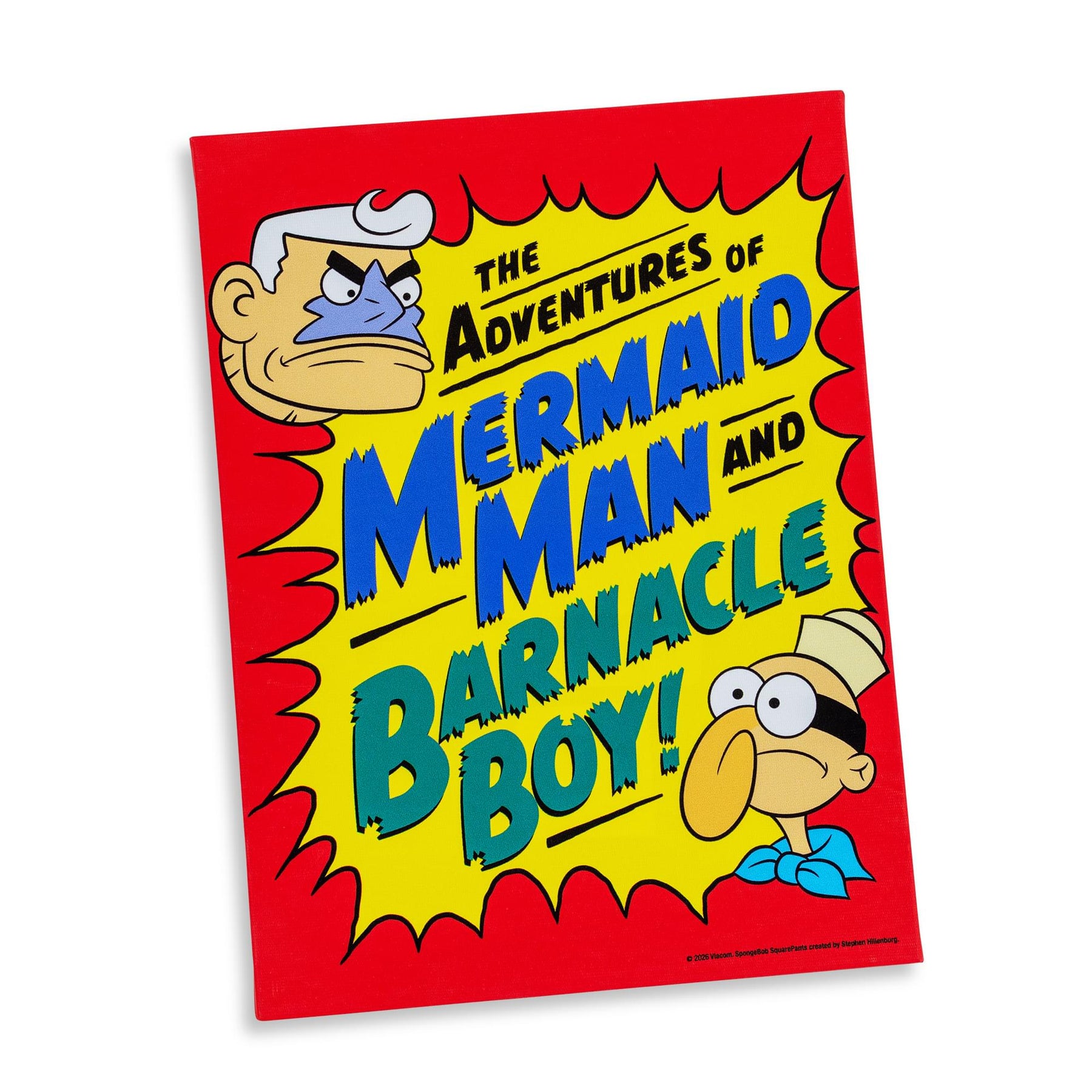 Nickelodeon SpongeBob SquarePants Mermaid Man and Barnacle Boy Canvas Wall Art With Magnet | 7.5 x 10 Inches