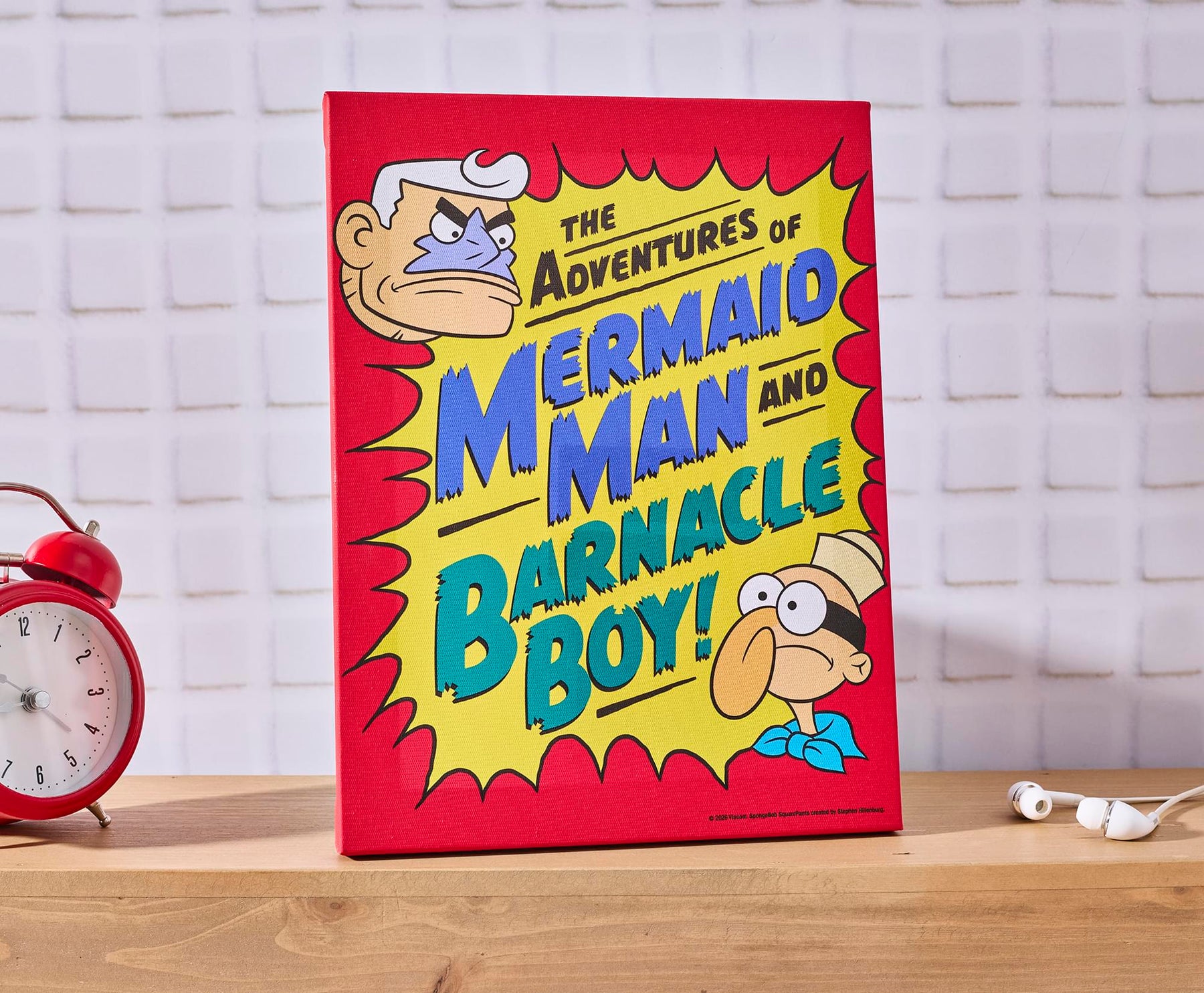 Nickelodeon SpongeBob SquarePants Mermaid Man and Barnacle Boy Canvas Wall Art With Magnet | 7.5 x 10 Inches