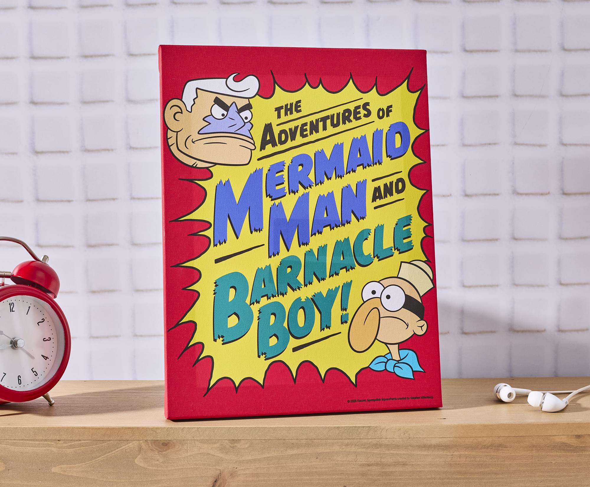 Nickelodeon SpongeBob SquarePants Mermaid Man and Barnacle Boy Canvas Wall Art With Magnet | 7.5 x 10 Inches