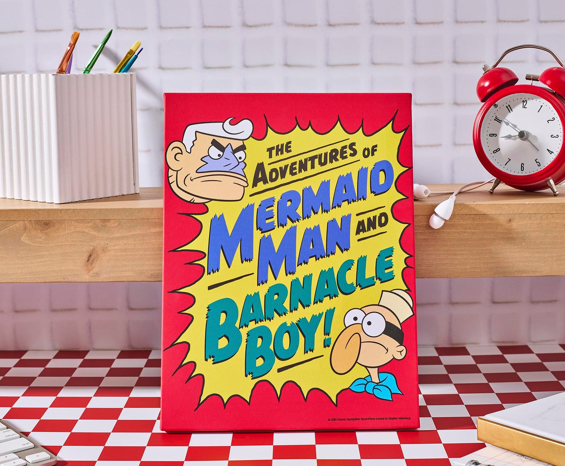 Nickelodeon SpongeBob SquarePants Mermaid Man and Barnacle Boy Canvas Wall Art With Magnet | 7.5 x 10 Inches