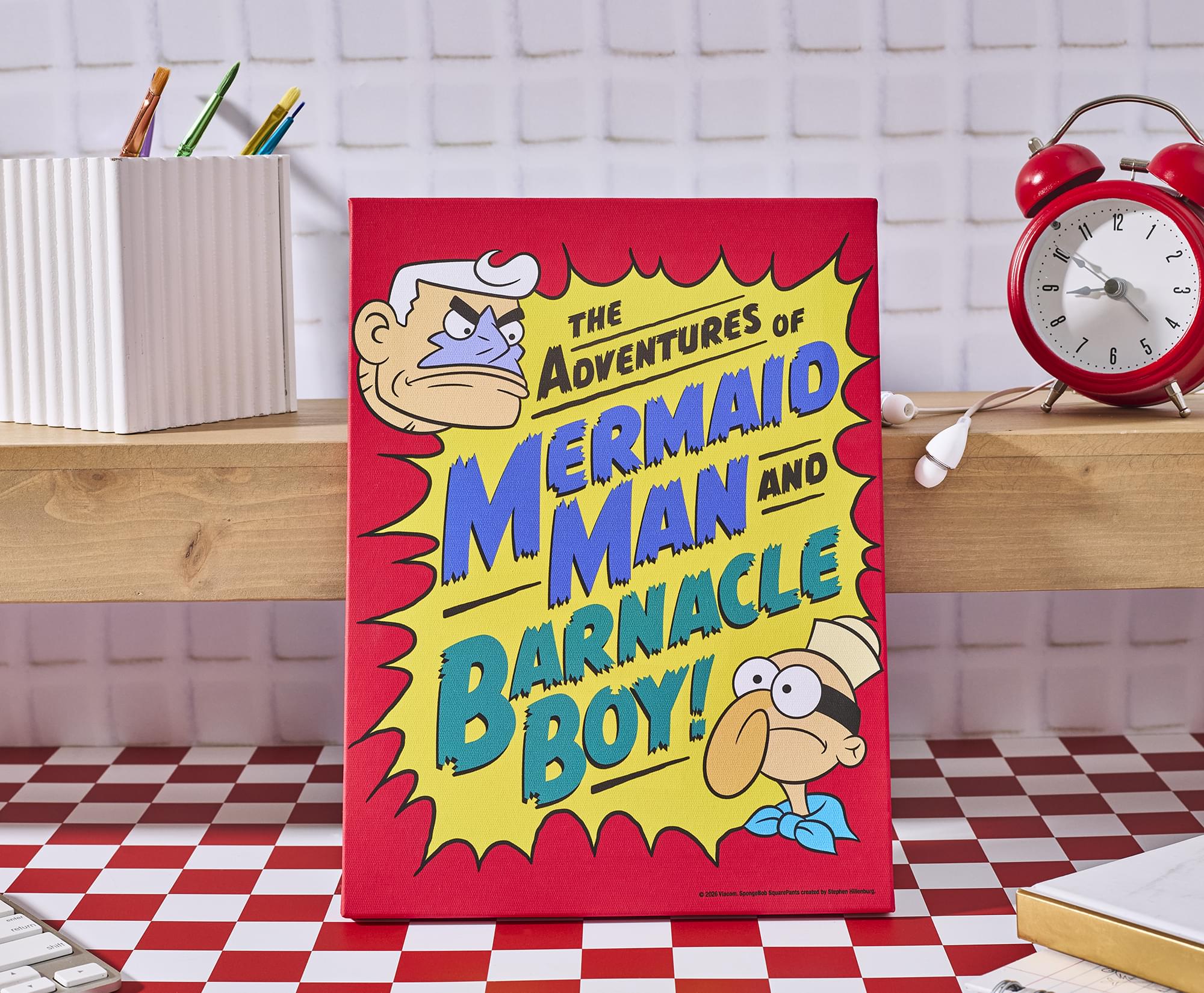 Nickelodeon SpongeBob SquarePants Mermaid Man and Barnacle Boy Canvas Wall Art With Magnet | 7.5 x 10 Inches