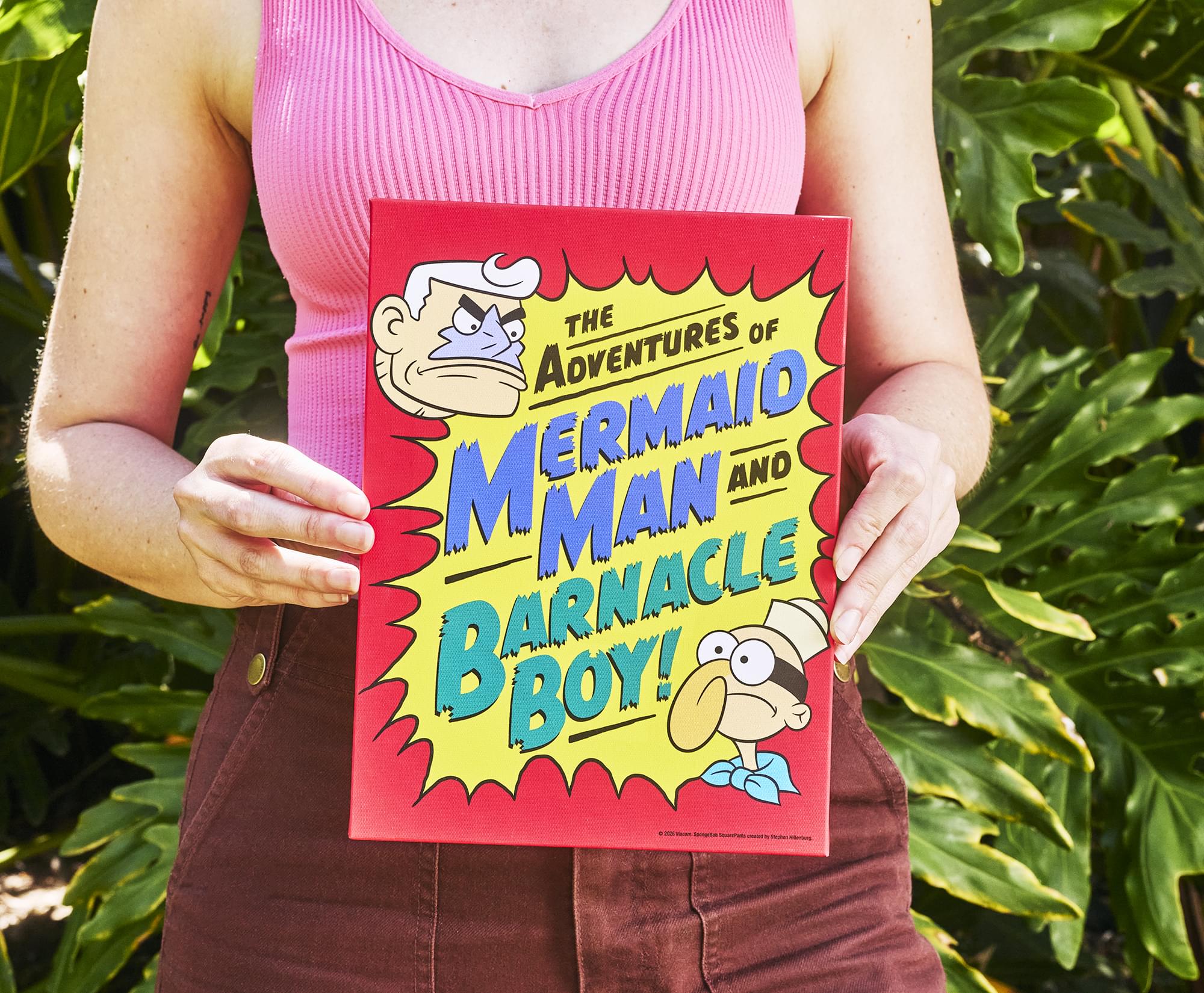 Nickelodeon SpongeBob SquarePants Mermaid Man and Barnacle Boy Canvas Wall Art With Magnet | 7.5 x 10 Inches