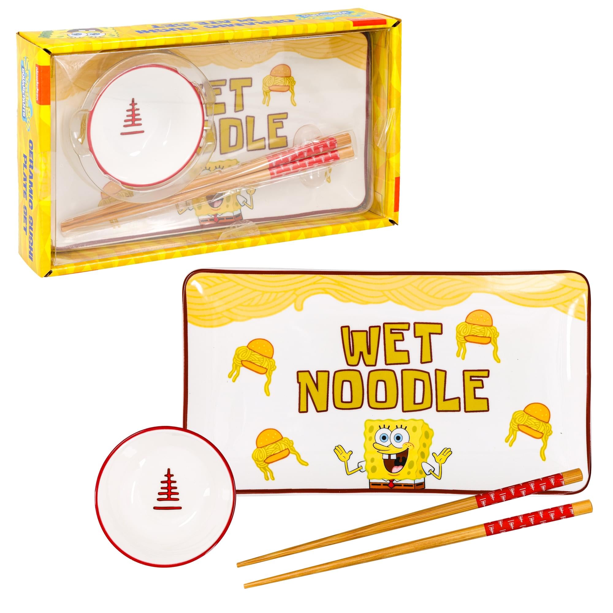 Nickelodeon SpongeBob SquarePants "Wet Noodle" 3-Piece Ceramic Sushi Set