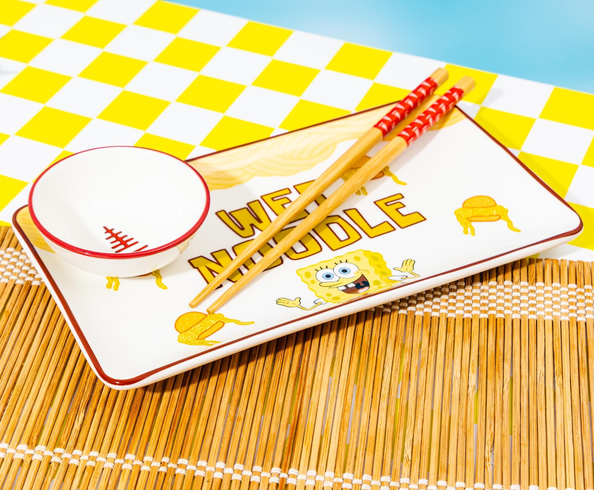 Nickelodeon SpongeBob SquarePants "Wet Noodle" 3-Piece Ceramic Sushi Set