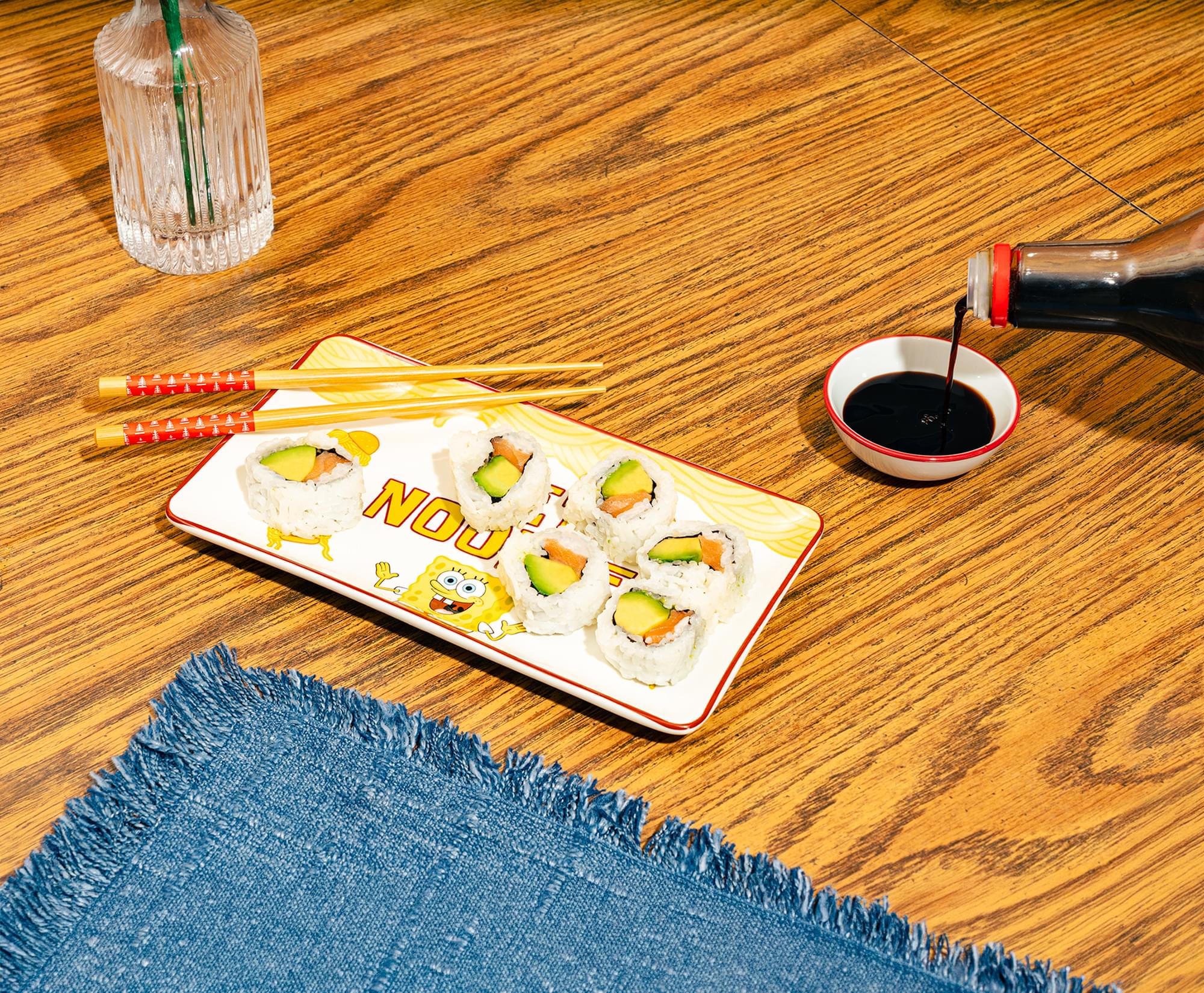 Nickelodeon SpongeBob SquarePants "Wet Noodle" 3-Piece Ceramic Sushi Set