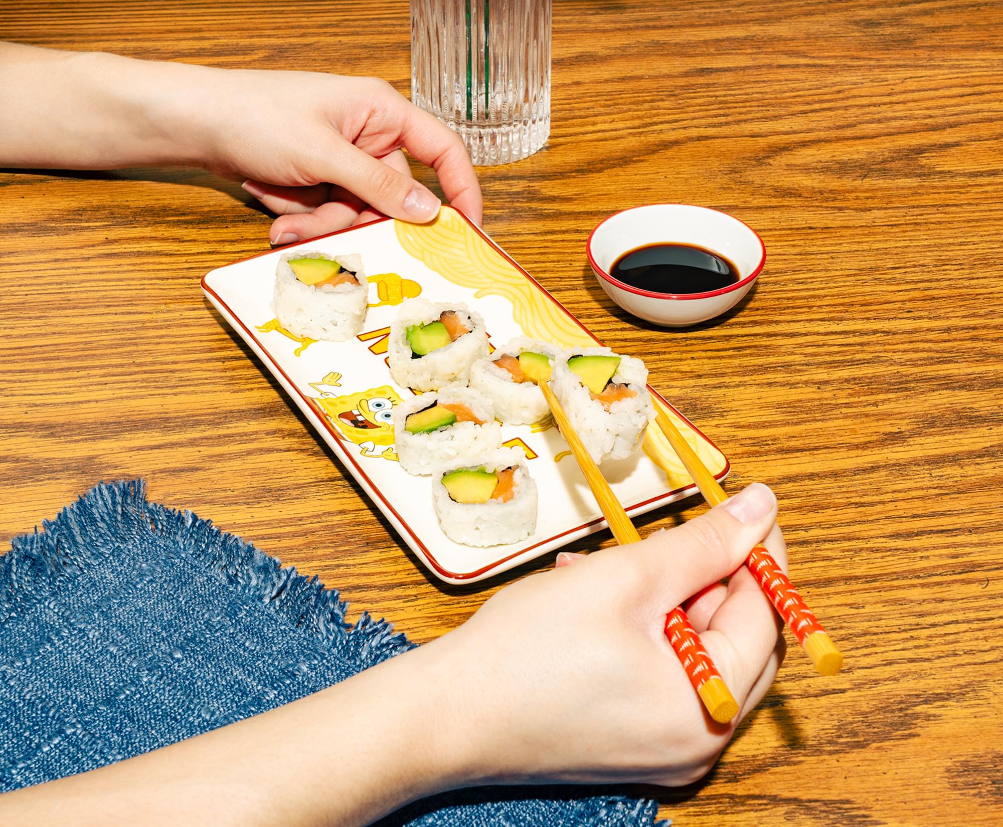 Nickelodeon SpongeBob SquarePants "Wet Noodle" 3-Piece Ceramic Sushi Set