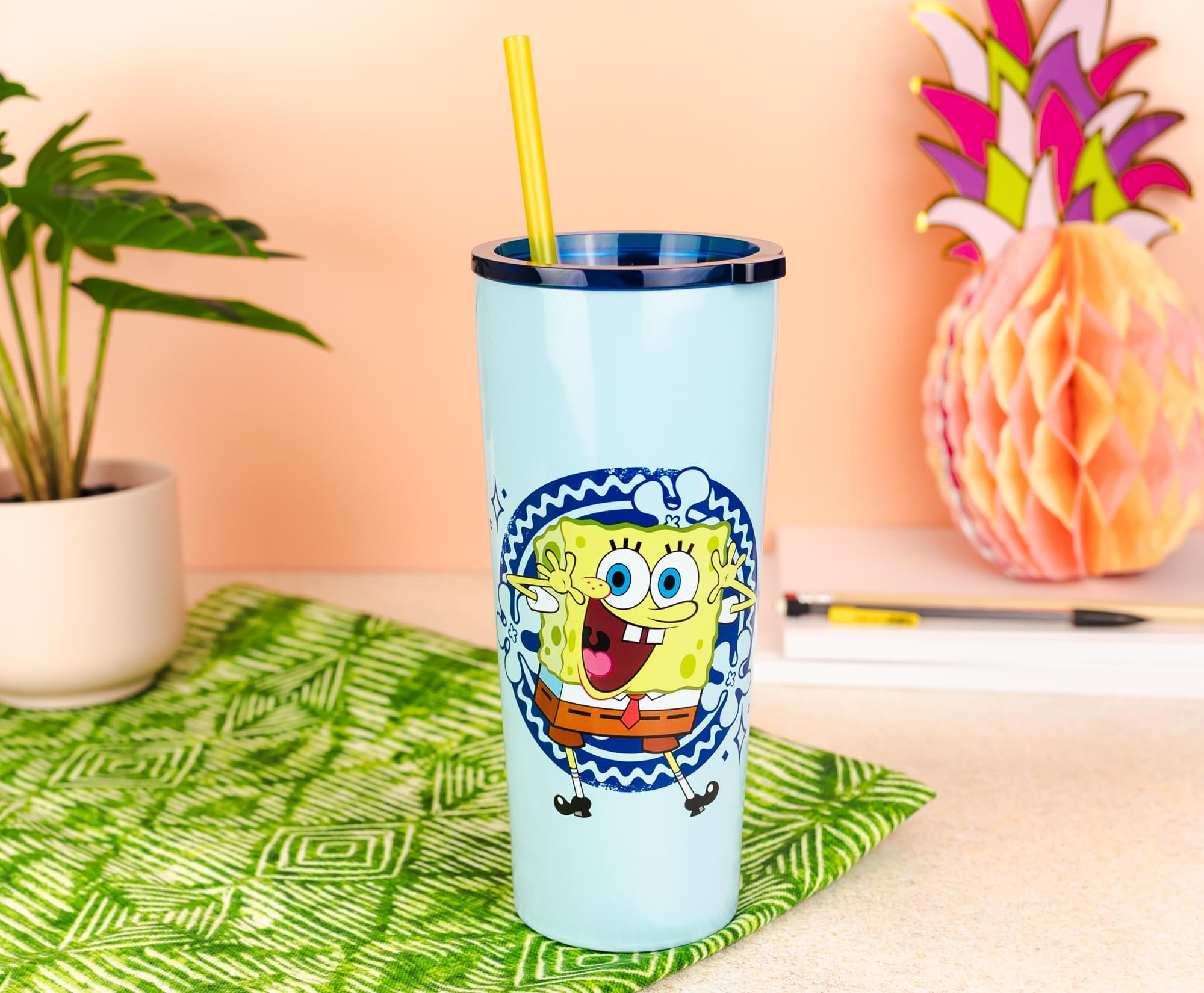 Nickelodeon Spongebob Squarepants 22-Ounce Stainless Steel Tumbler With Lid