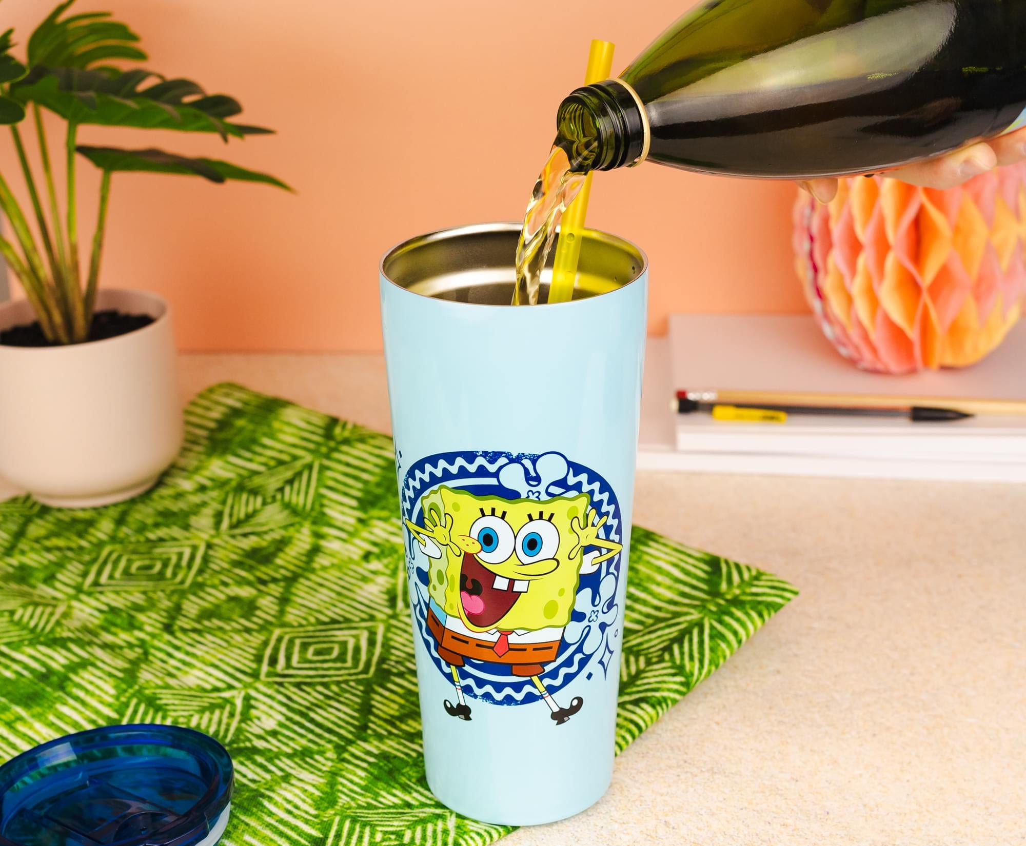 Nickelodeon Spongebob Squarepants 22-Ounce Stainless Steel Tumbler With Lid
