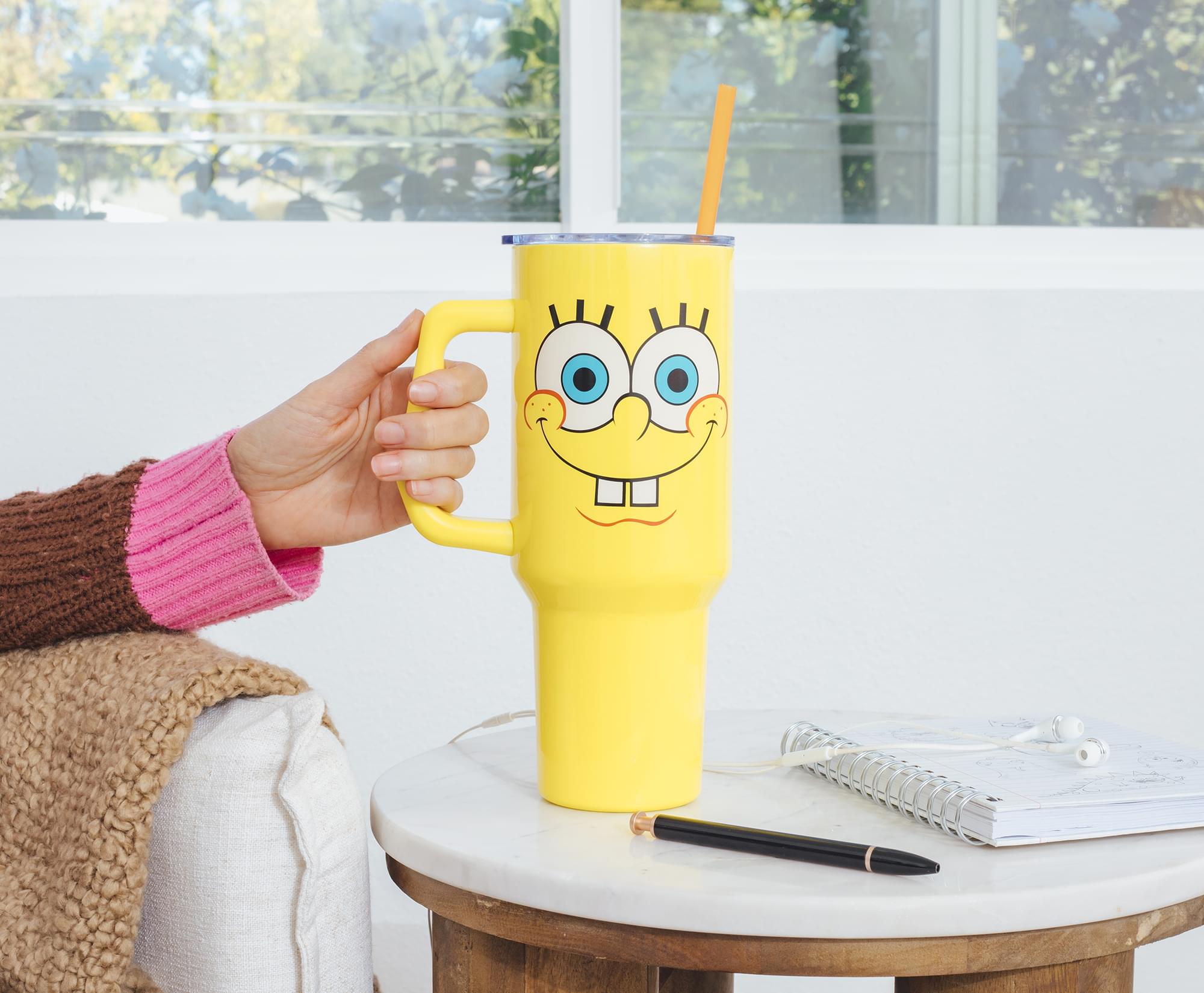 Nickelodeon SpongeBob SquarePants Face Stainless Steel Tumbler With Handle