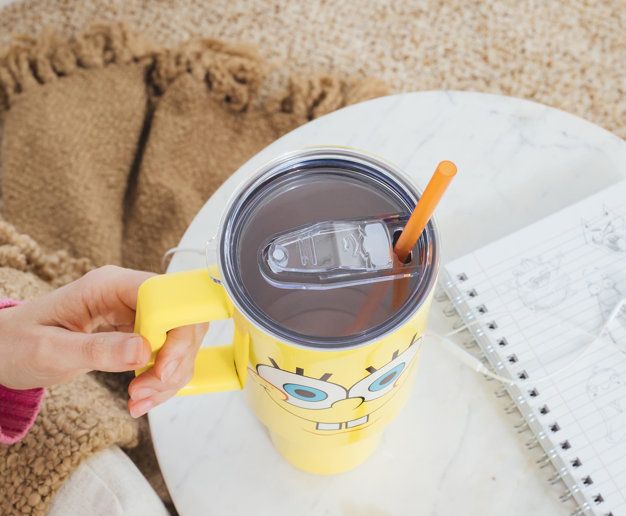Nickelodeon SpongeBob SquarePants Face Stainless Steel Tumbler With Handle
