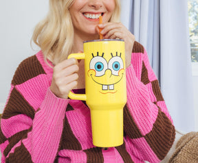 Nickelodeon SpongeBob SquarePants Face Stainless Steel Tumbler With Handle