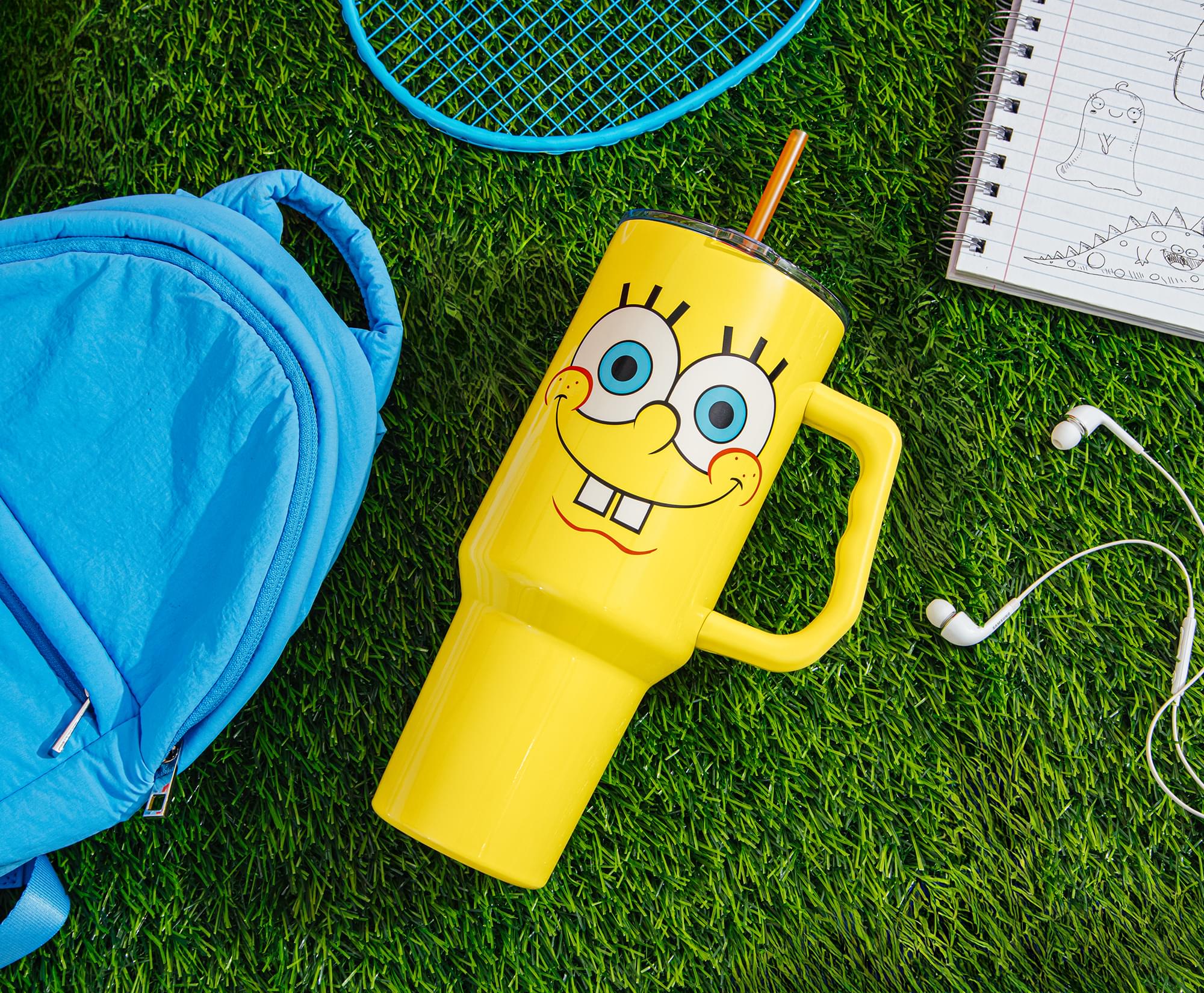 Nickelodeon SpongeBob SquarePants Face Stainless Steel Tumbler With Handle