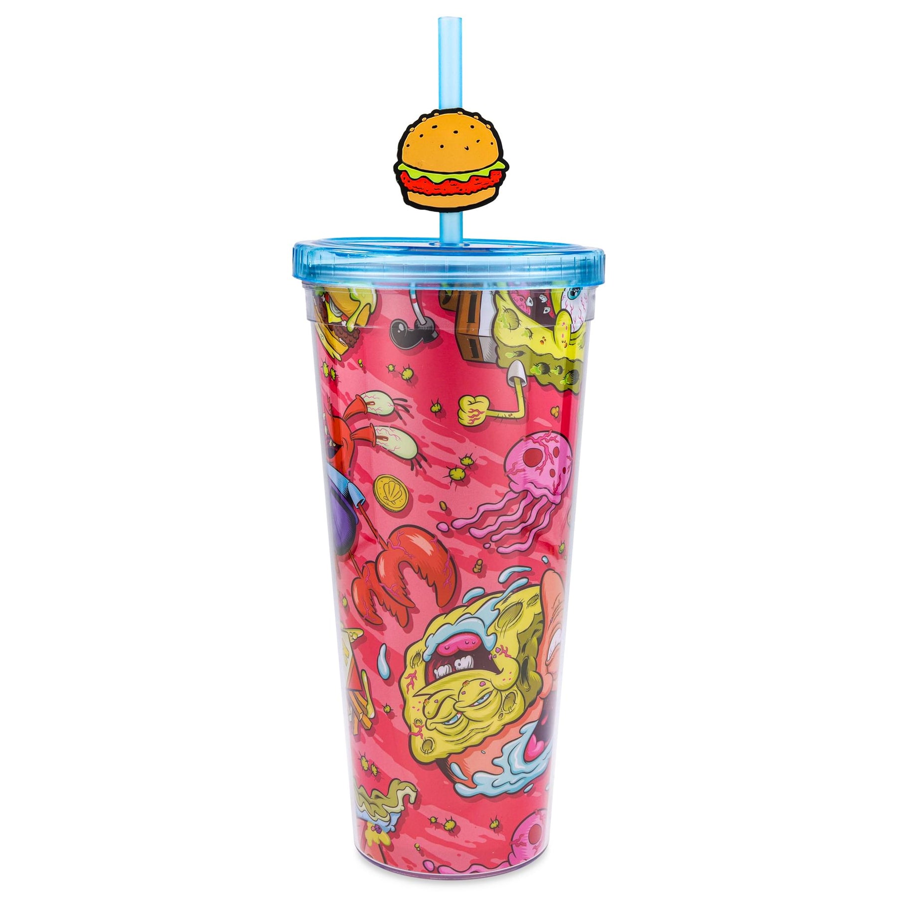 Nickelodeon SpongeBob SquarePants 24-Ounce Carnival Cup With Krabby Patty Straw Topper Charm