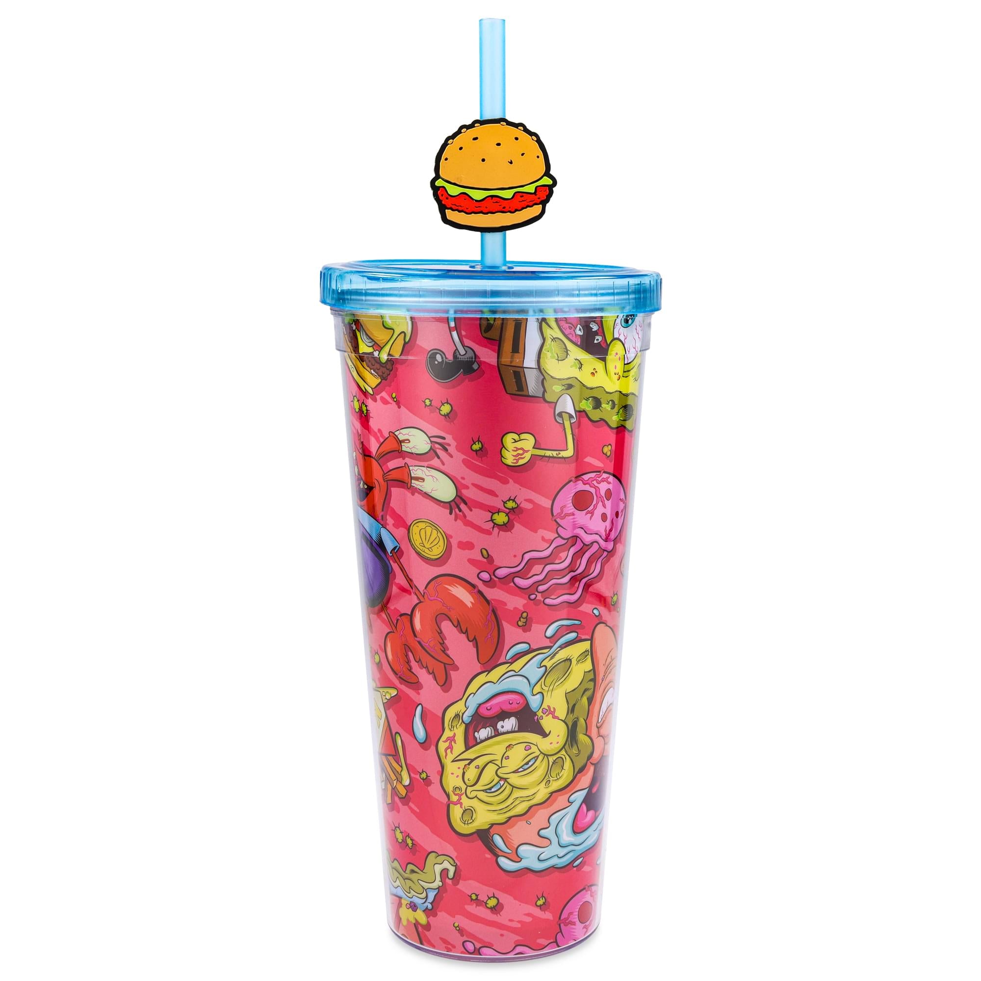 Nickelodeon SpongeBob SquarePants 24-Ounce Carnival Cup With Krabby Patty Straw Topper Charm