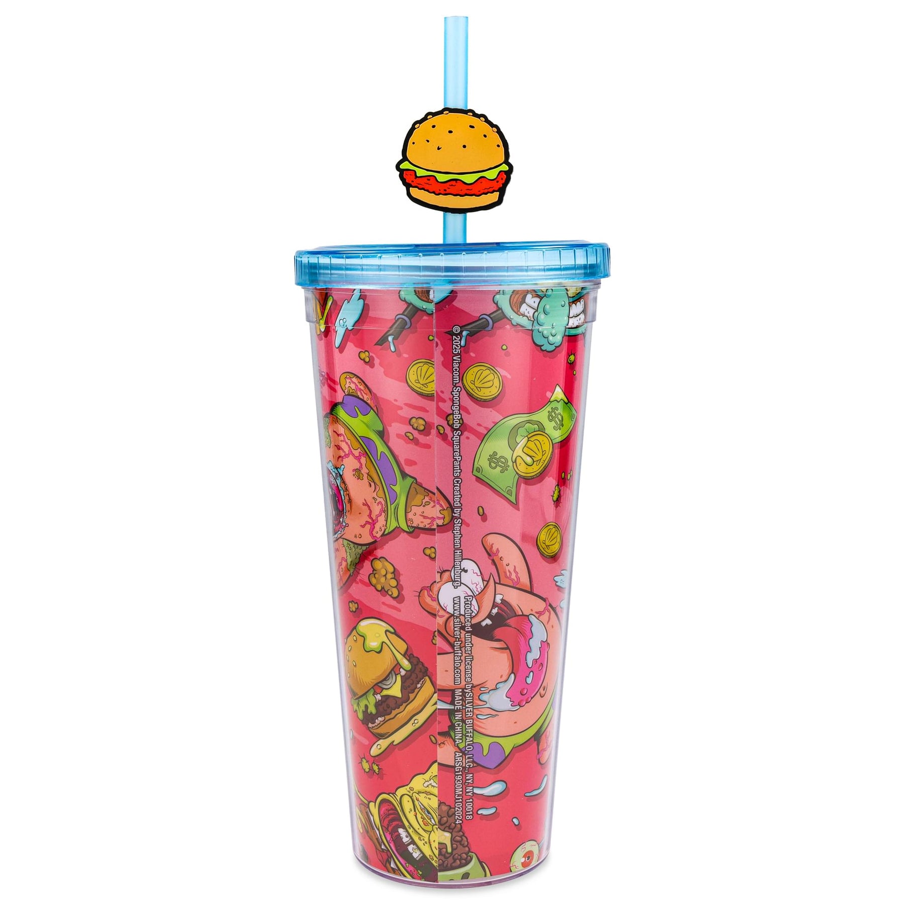 Nickelodeon SpongeBob SquarePants 24-Ounce Carnival Cup With Krabby Patty Straw Topper Charm