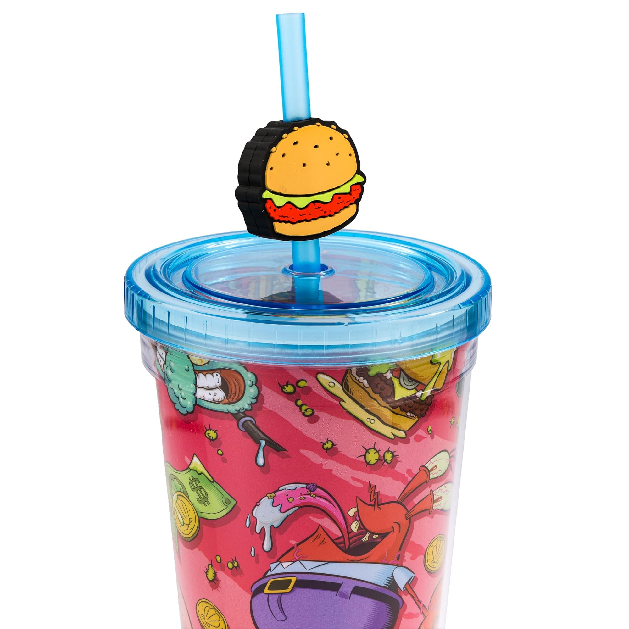 Nickelodeon SpongeBob SquarePants 24-Ounce Carnival Cup With Krabby Patty Straw Topper Charm