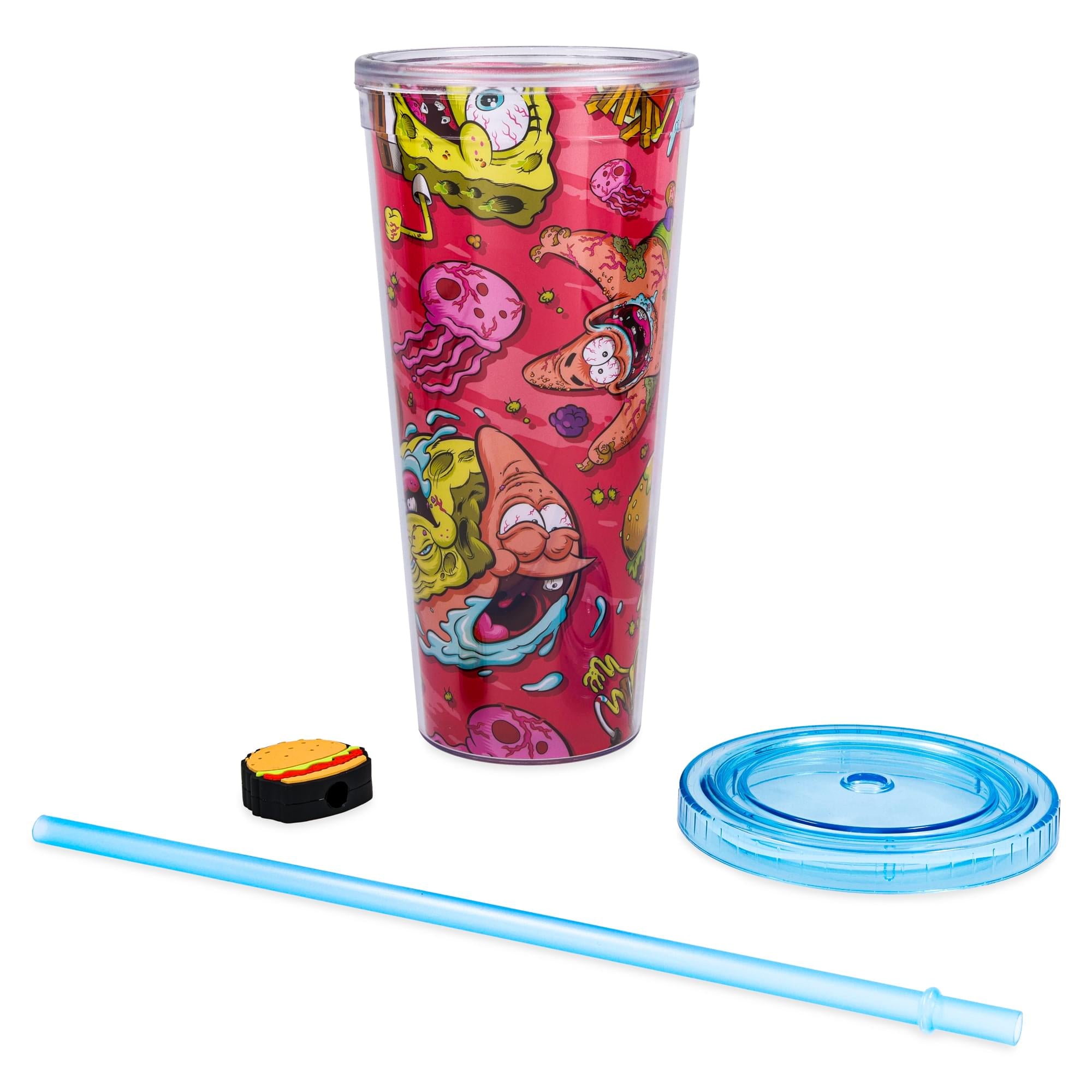 Nickelodeon SpongeBob SquarePants 24-Ounce Carnival Cup With Krabby Patty Straw Topper Charm