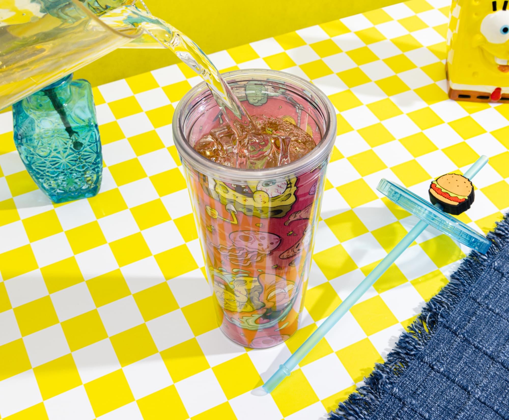 Nickelodeon SpongeBob SquarePants 24-Ounce Carnival Cup With Krabby Patty Straw Topper Charm