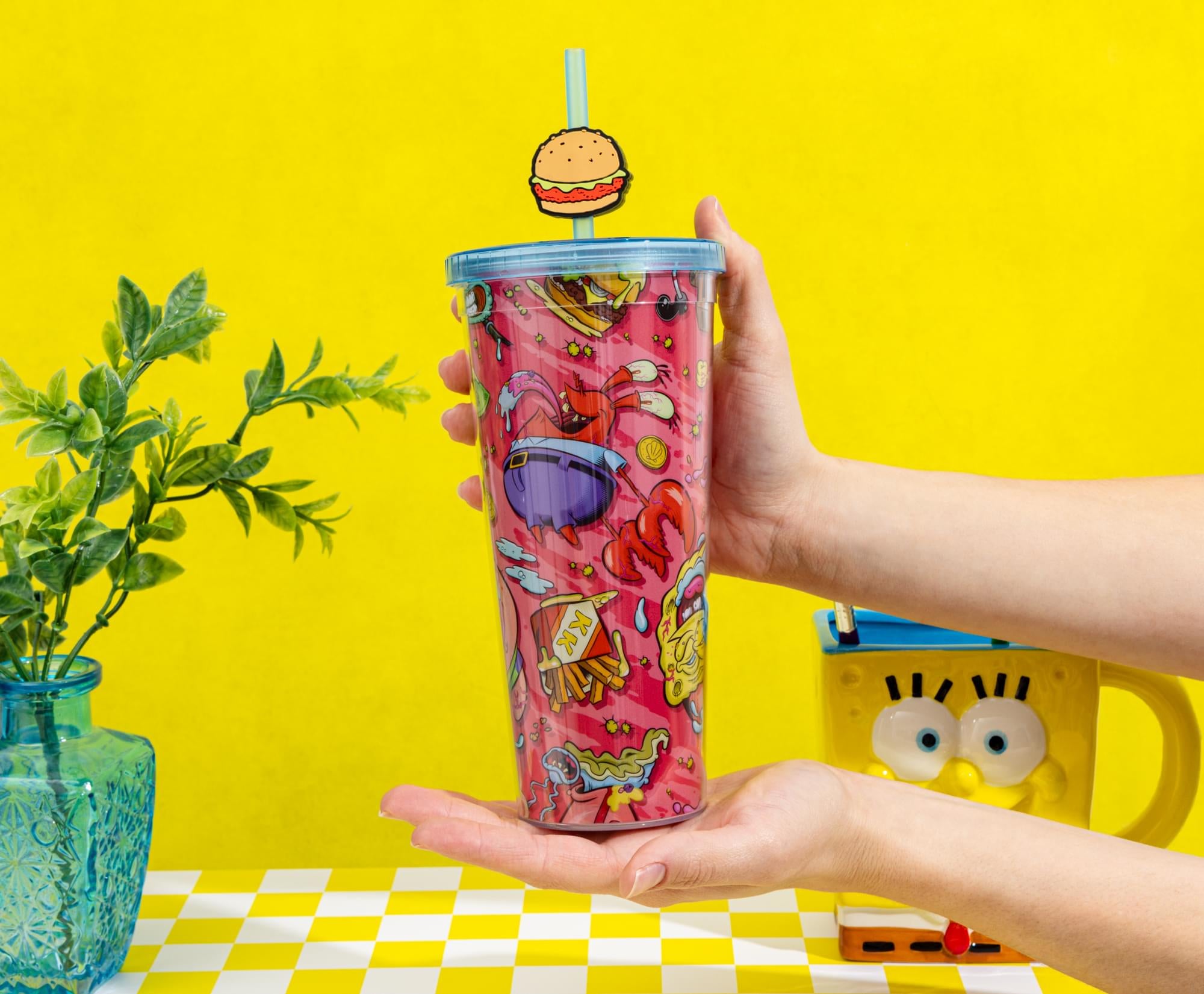 Nickelodeon SpongeBob SquarePants 24-Ounce Carnival Cup With Krabby Patty Straw Topper Charm