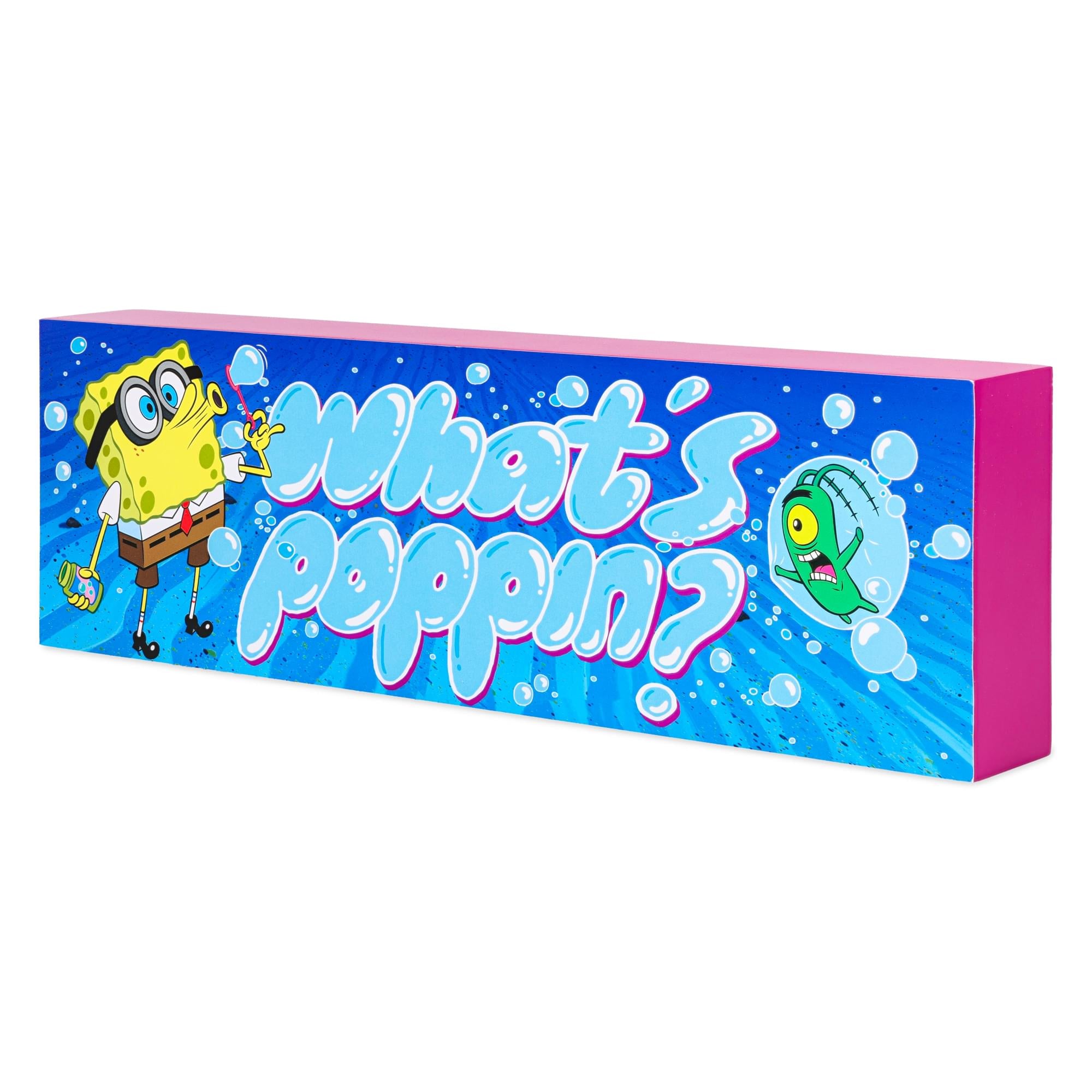SpongeBob SquarePants "What's Poppin" MDF Box Sign | 4 x 12 Inches