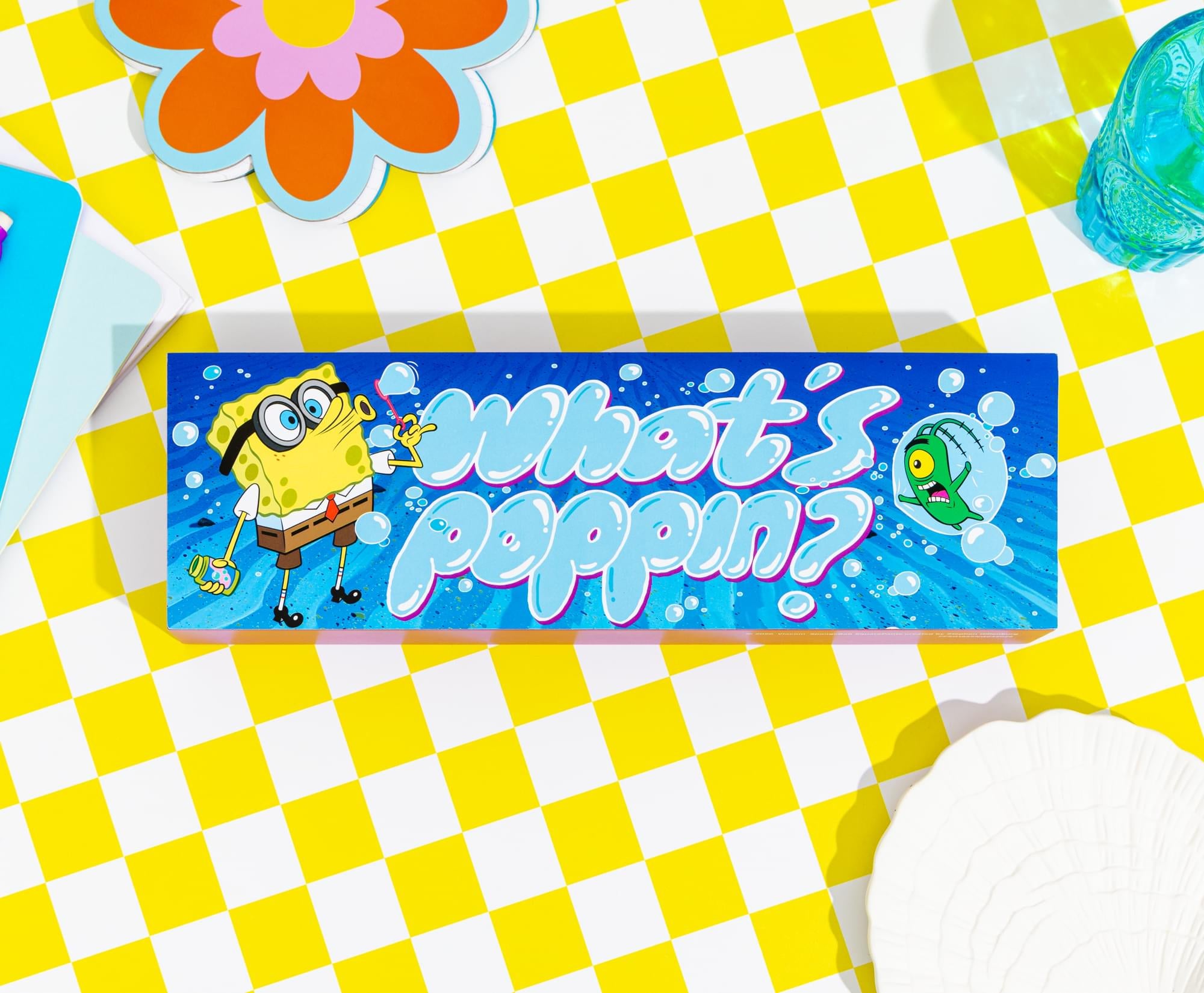 SpongeBob SquarePants "What's Poppin" MDF Box Sign | 4 x 12 Inches