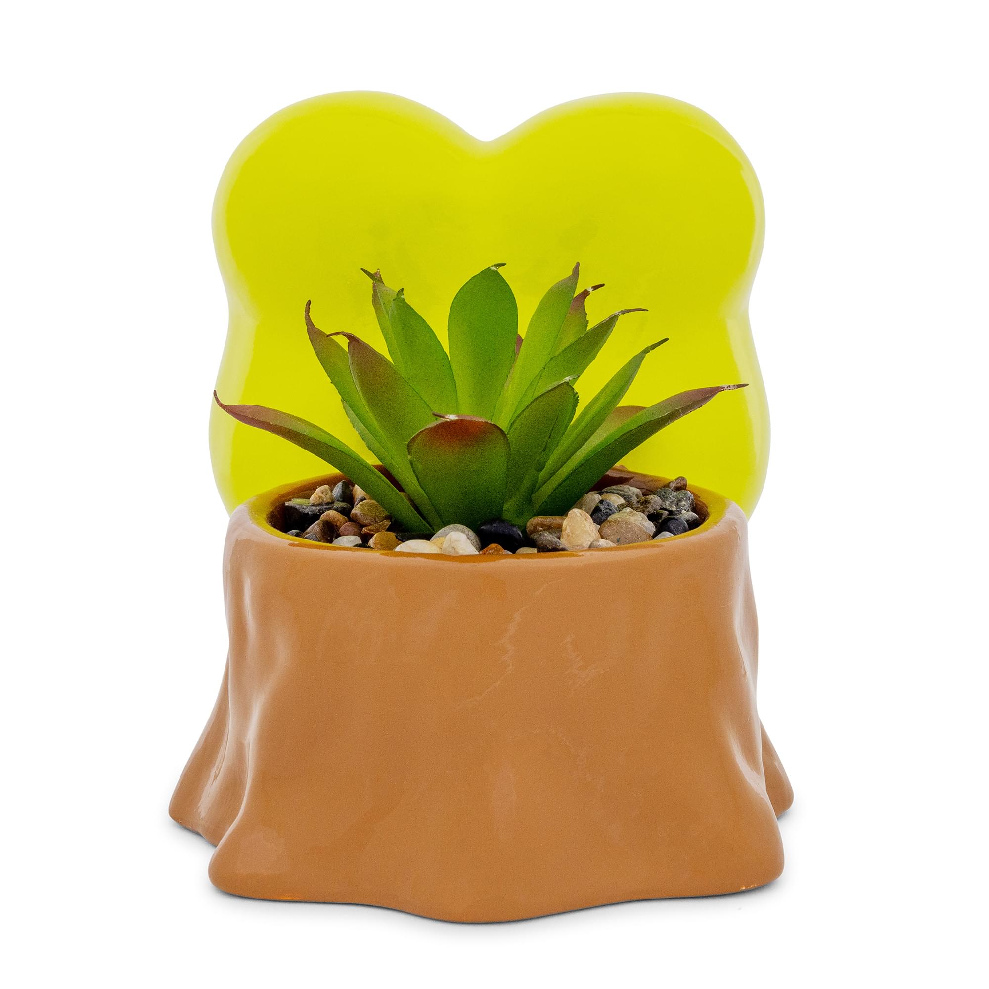 Sanrio Keroppi Stump 4-Inch Ceramic Mini Planter With Artificial Succulent