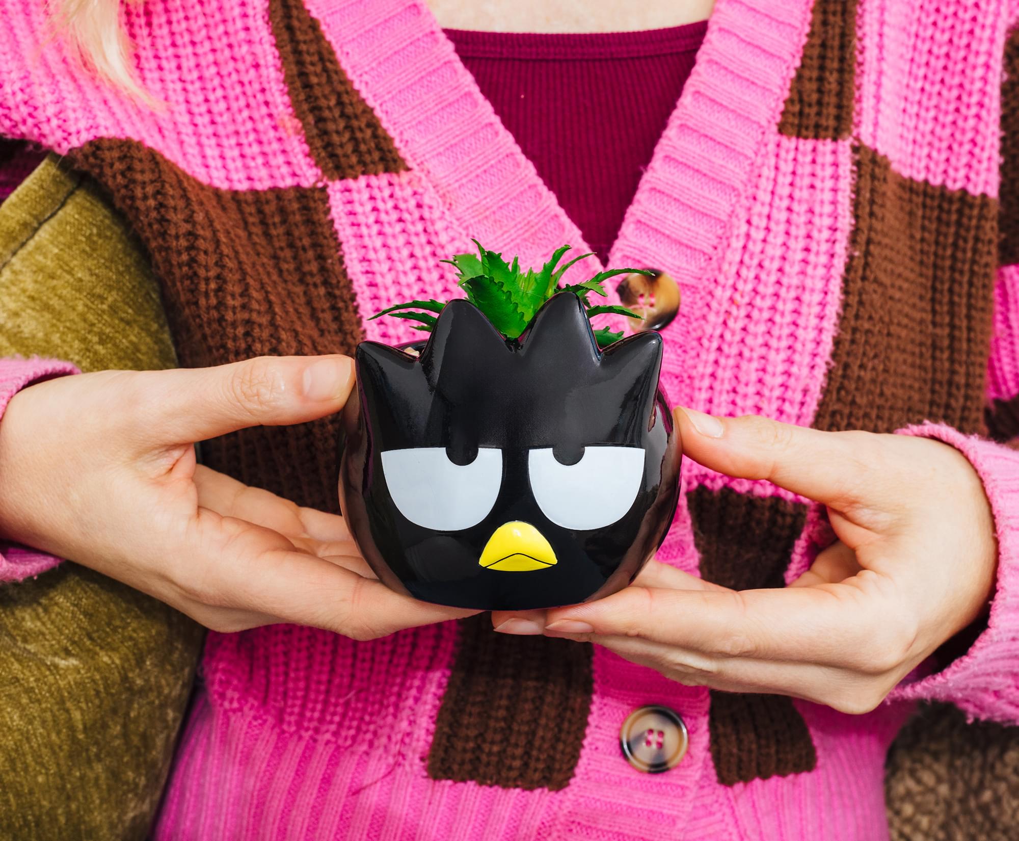 Sanrio Badtz-Maru 3-Inch Ceramic Mini Planter With Artificial Succulent