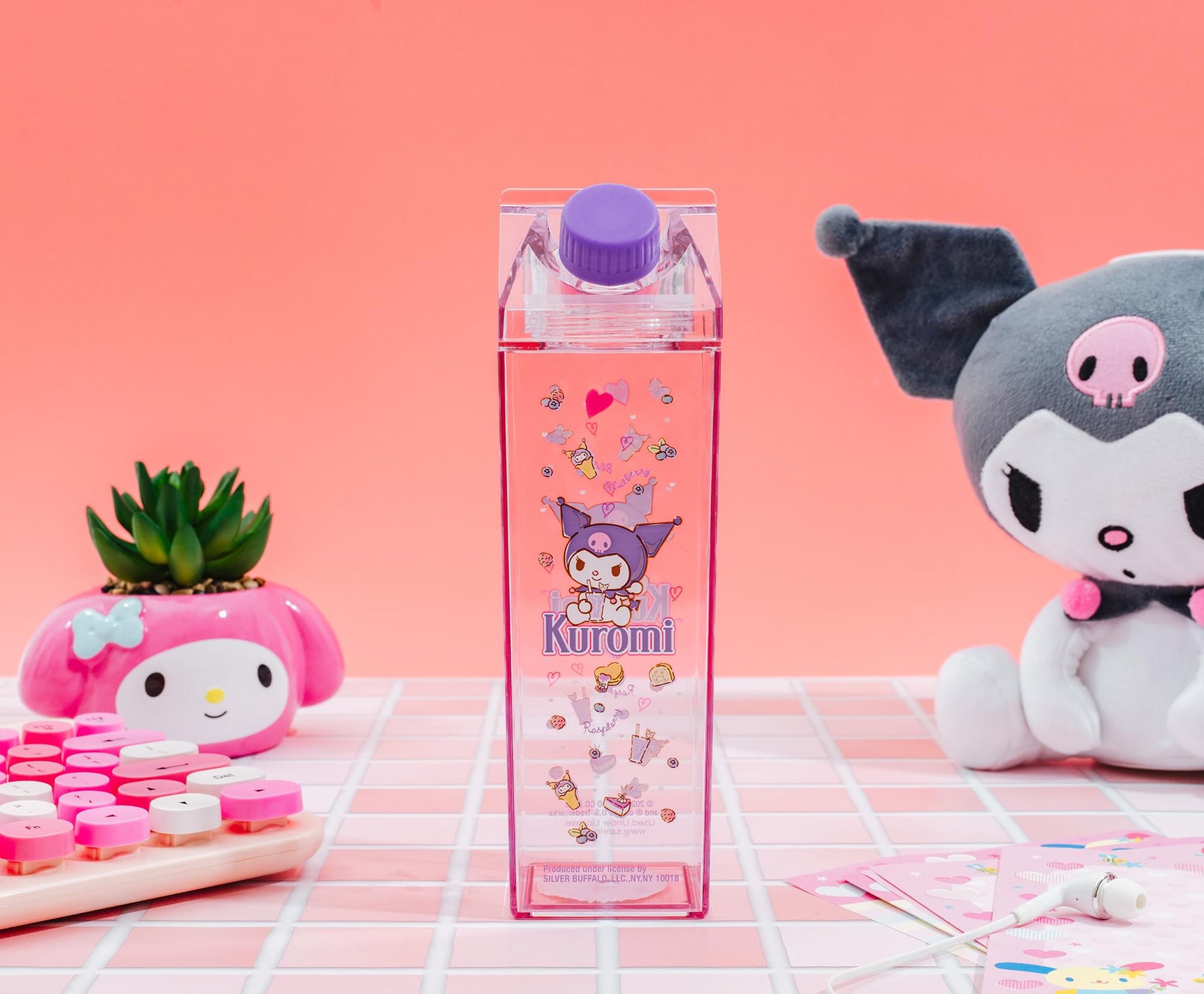 Sanrio Kuromi Sweets Plastic Milk Carton Bottle | Holds 16 Ounces