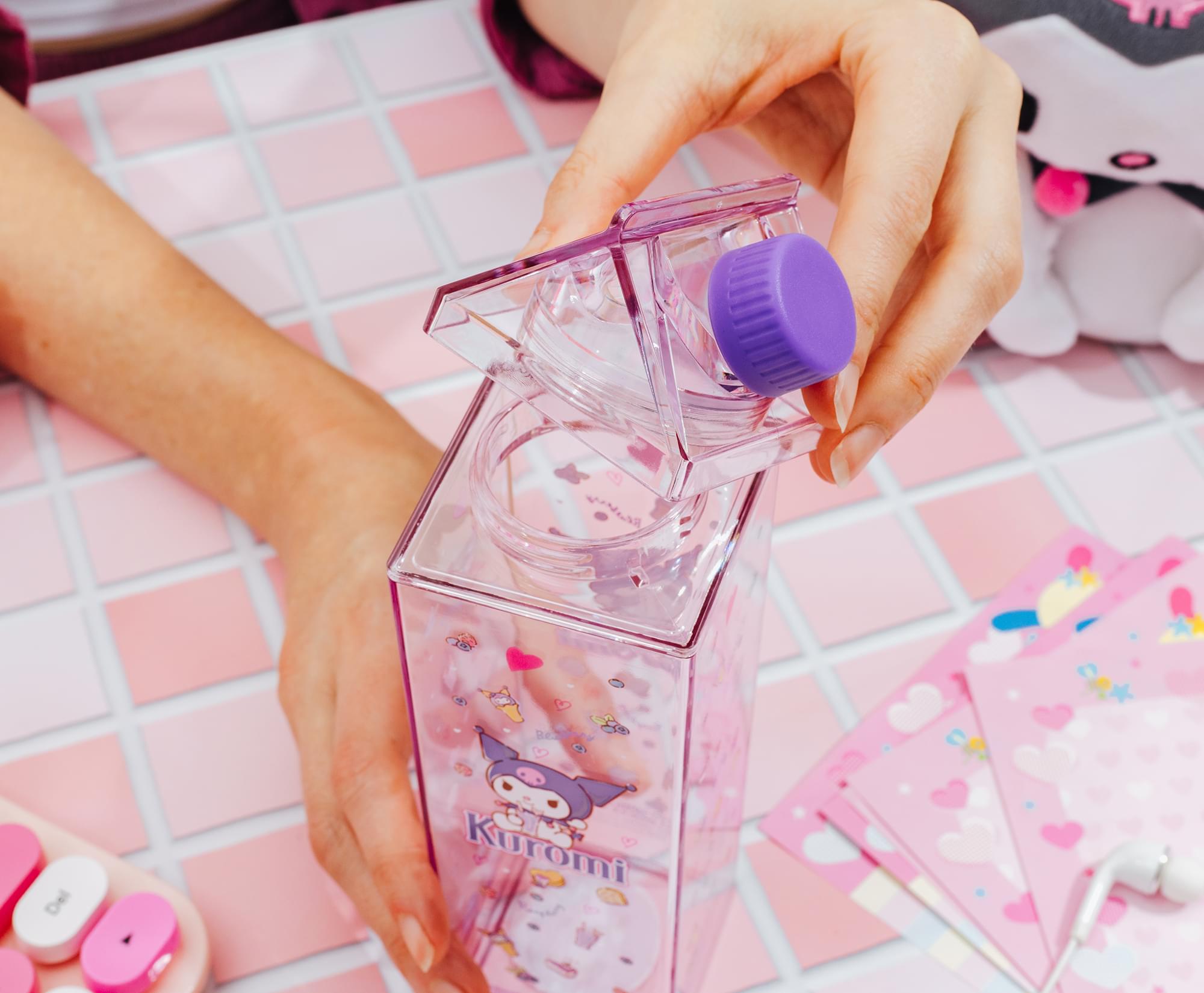 Sanrio Kuromi Sweets Plastic Milk Carton Bottle | Holds 16 Ounces
