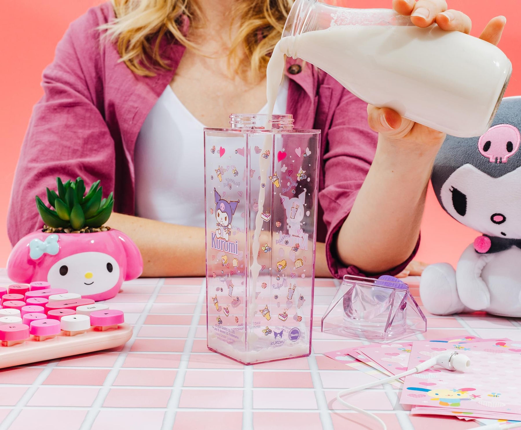 Sanrio Kuromi Sweets Plastic Milk Carton Bottle | Holds 16 Ounces