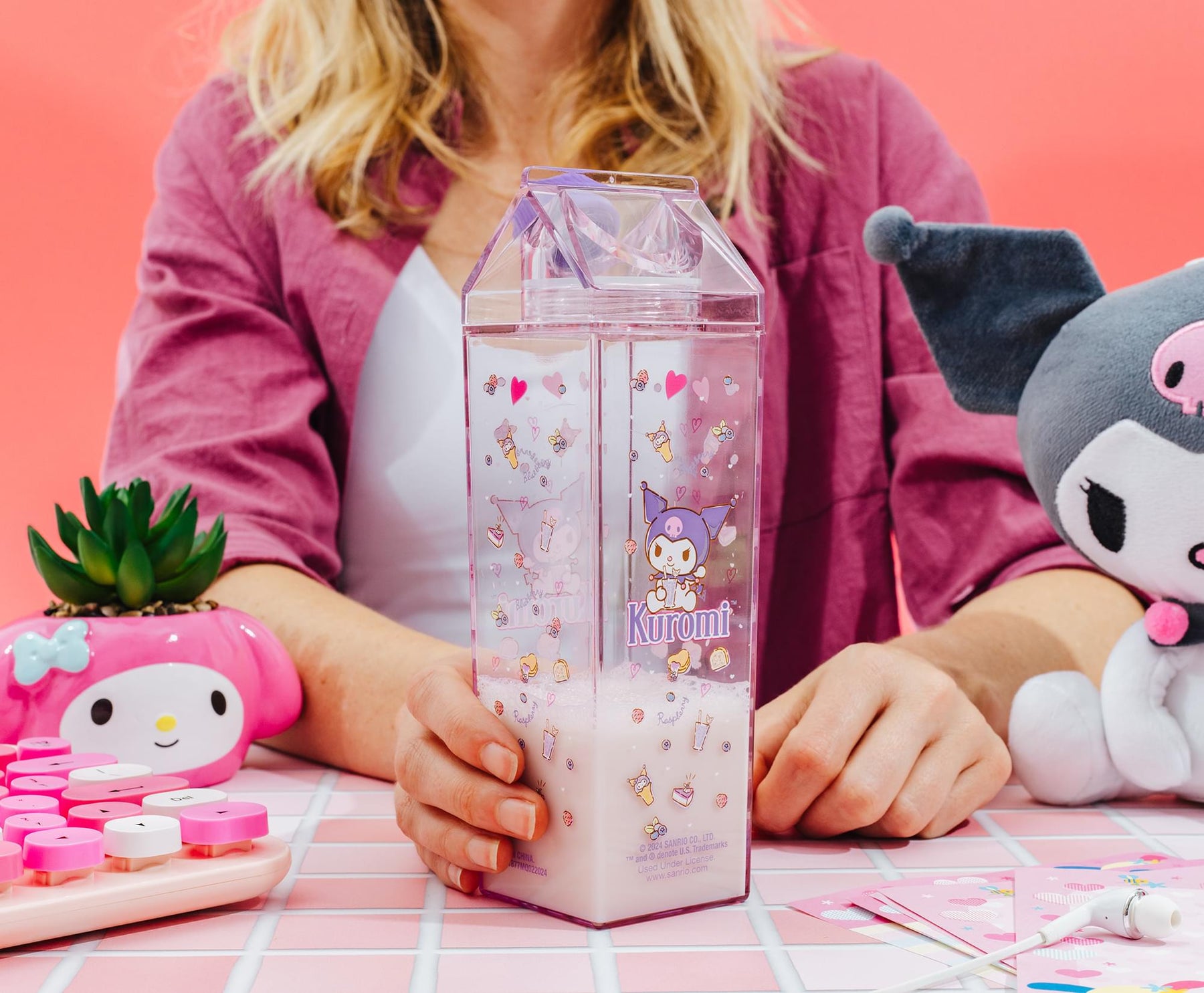 Sanrio Kuromi Sweets Plastic Milk Carton Bottle | Holds 16 Ounces