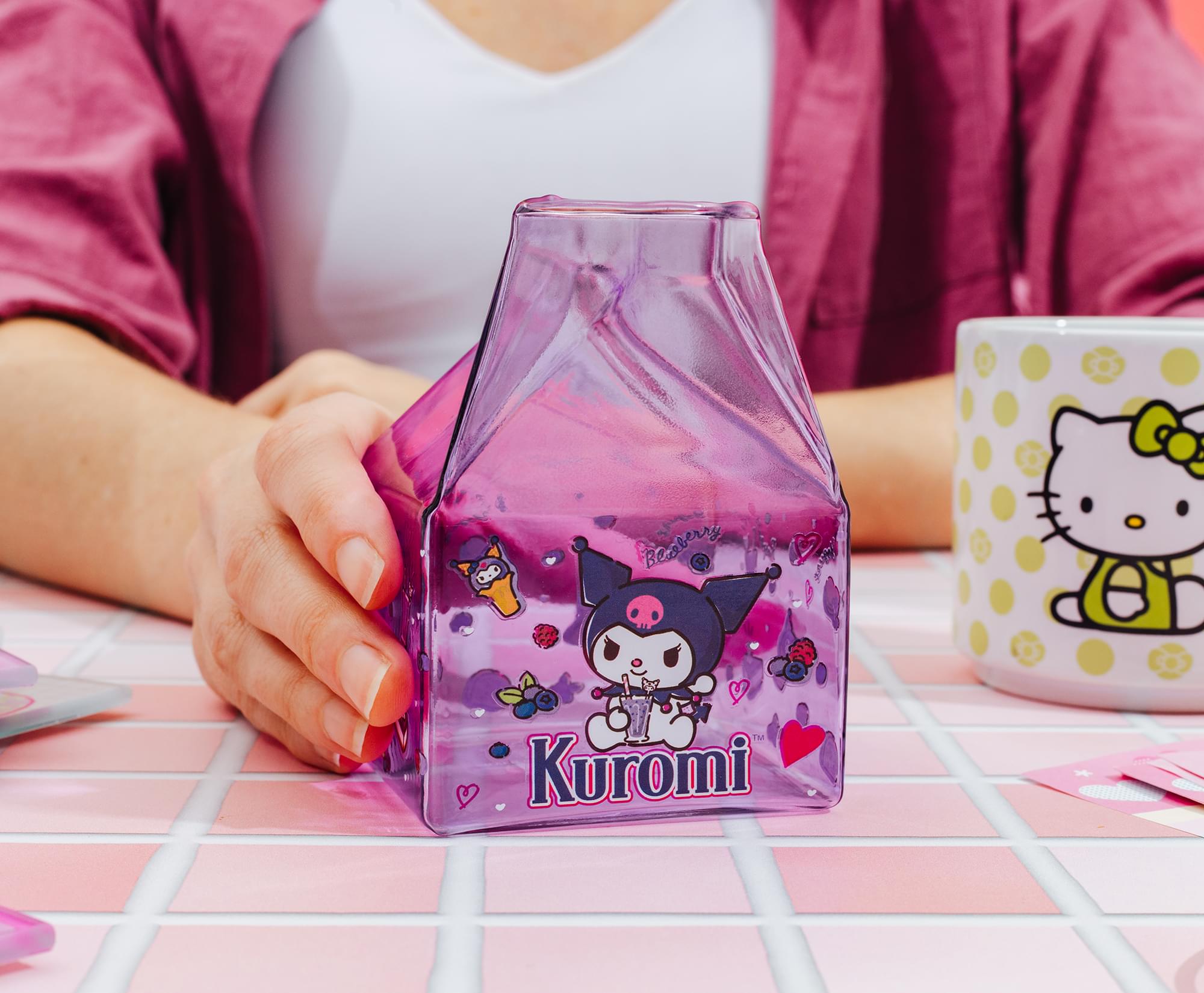Sanrio Kuromi Sweets Glass Milk Carton | Holds 12 Ounces