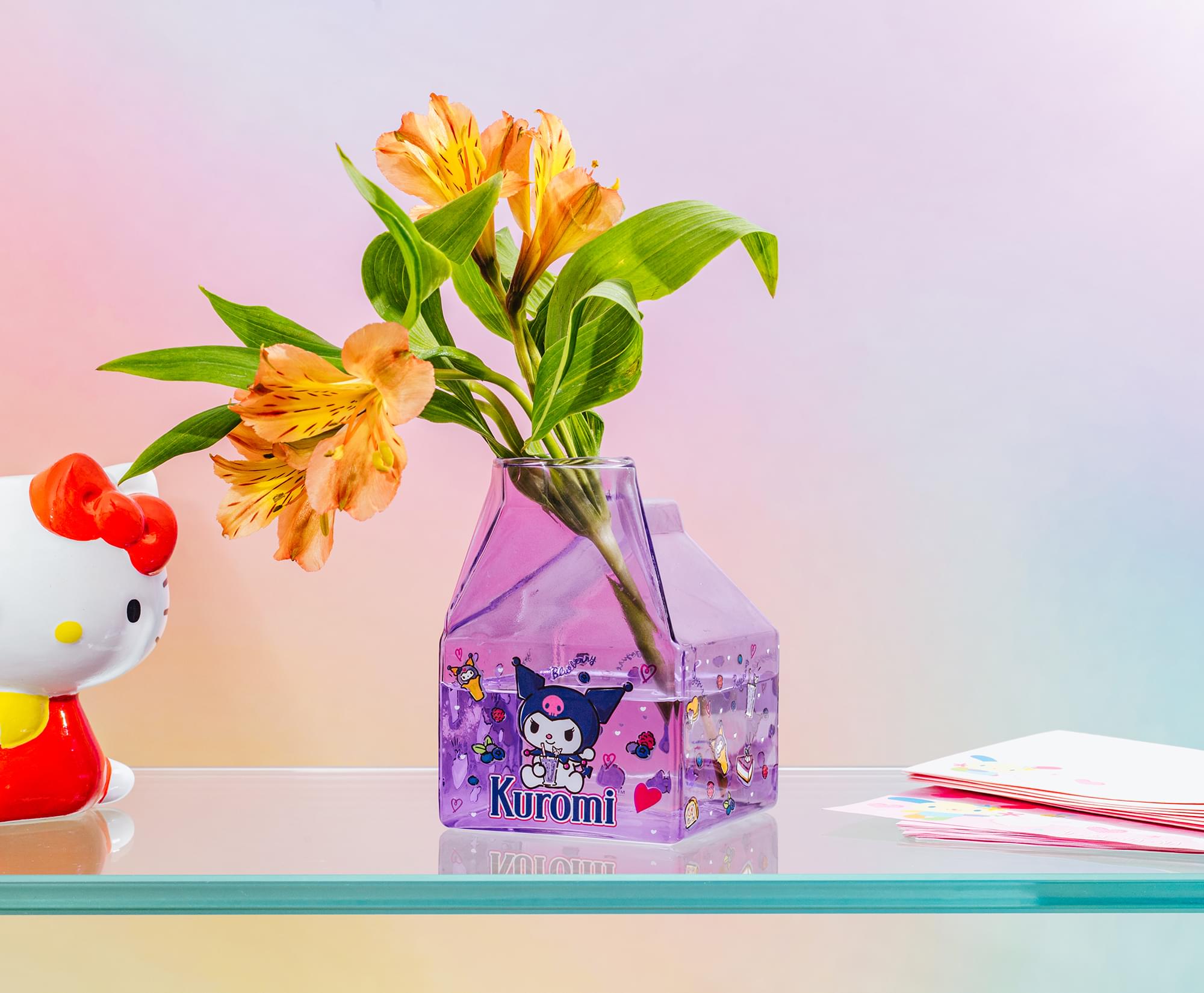 Sanrio Kuromi Sweets Glass Milk Carton | Holds 12 Ounces