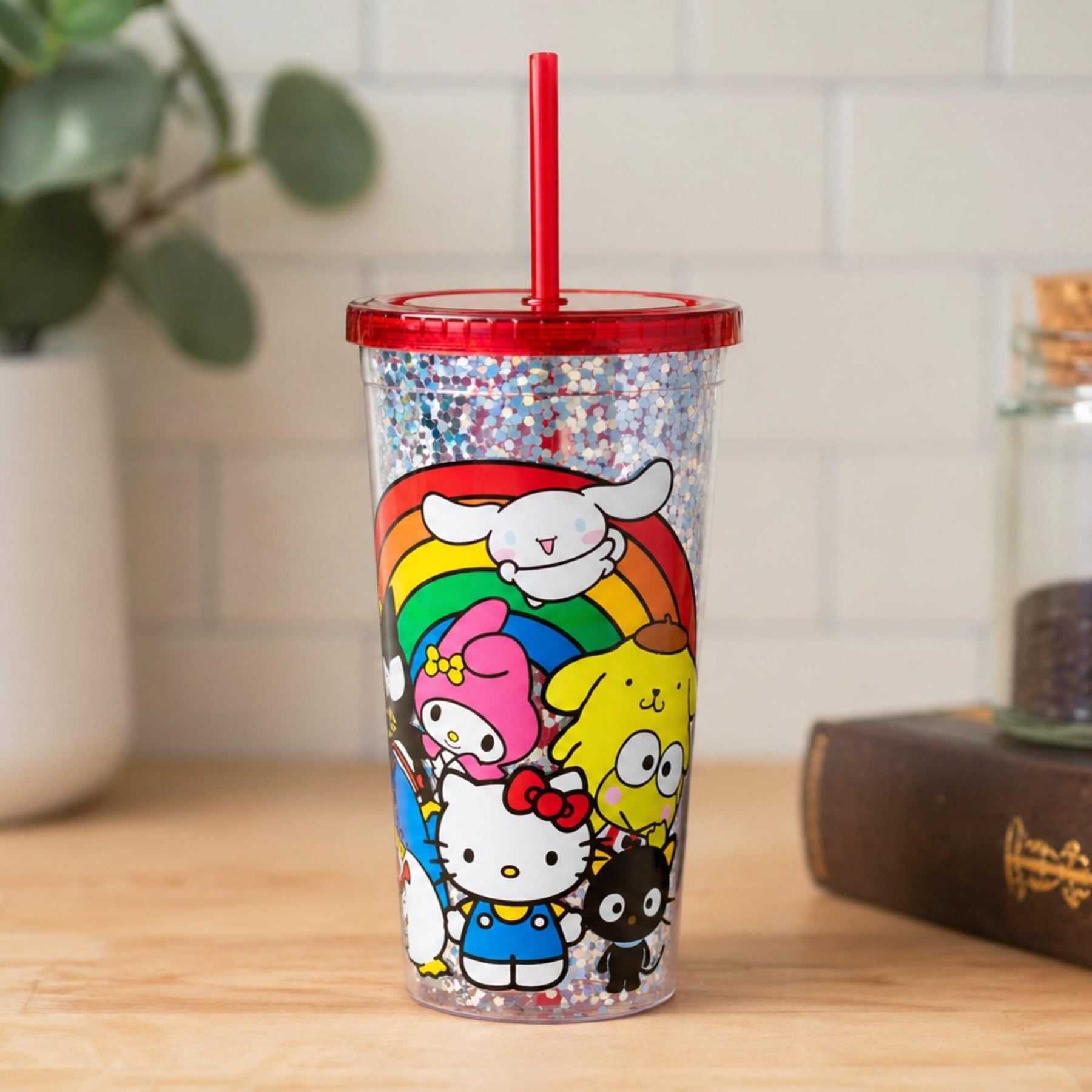 Sanrio Hello Kitty and Friends Rainbow 32-Ounce Carnival Cup With Lid and Straw