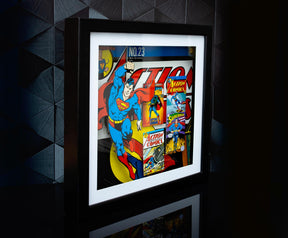 DC Comics Superman #23 Wood Frame 3D Shadow Box Wall Art | 14 x 14 Inches