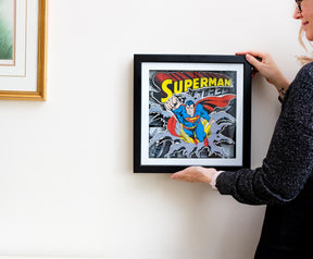 DC Comics Superman "Man of Steel" Wood Frame 3D Shadow Box Wall Art | 15 x 15 Inches