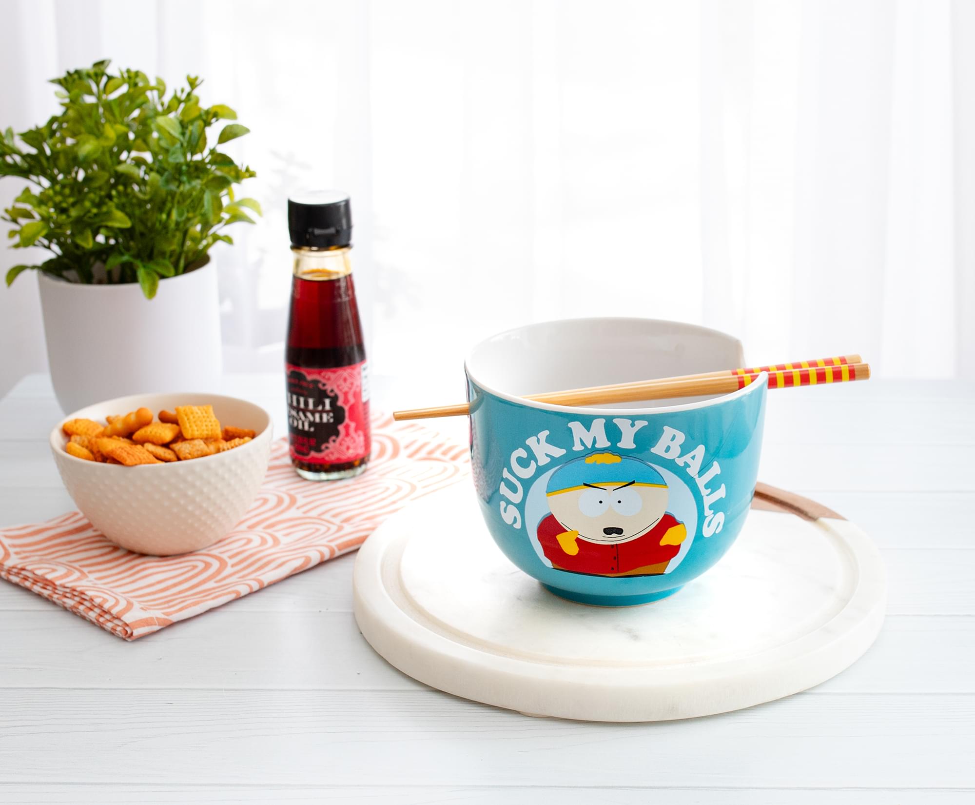 South Park Eric Cartman "Suck My Balls" 20-Ounce Ramen Bowl and Chopstick Set