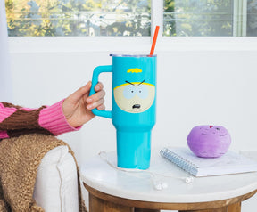 South Park Cartman Face Stainless Steel Tumbler With Handle | Holds 40 Ounces