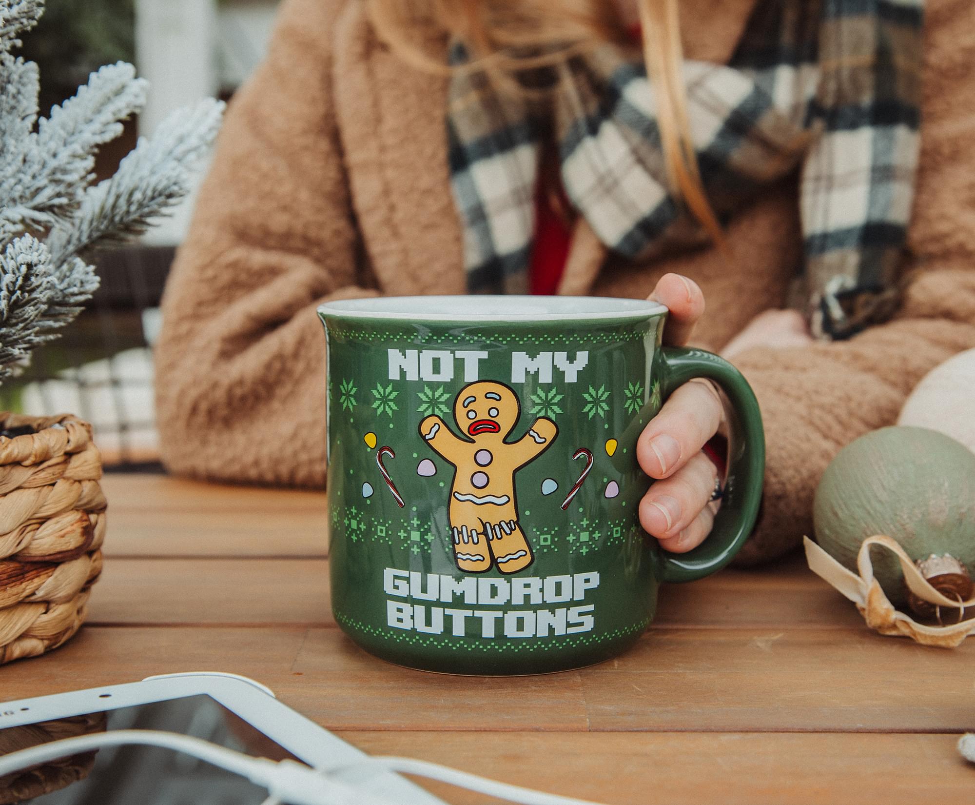 Shrek Gingerbread Man "Not My Gumdrop Buttons" 20-Ounce Ceramic Camper Mug