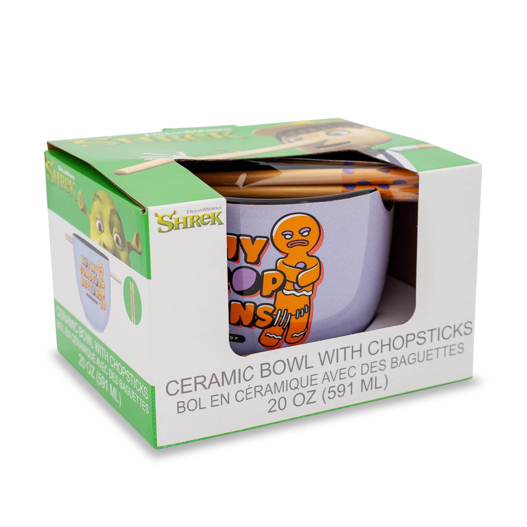 Shrek Gingerbread Man 20-Ounce Ceramic Ramen Bowl and Chopstick Set