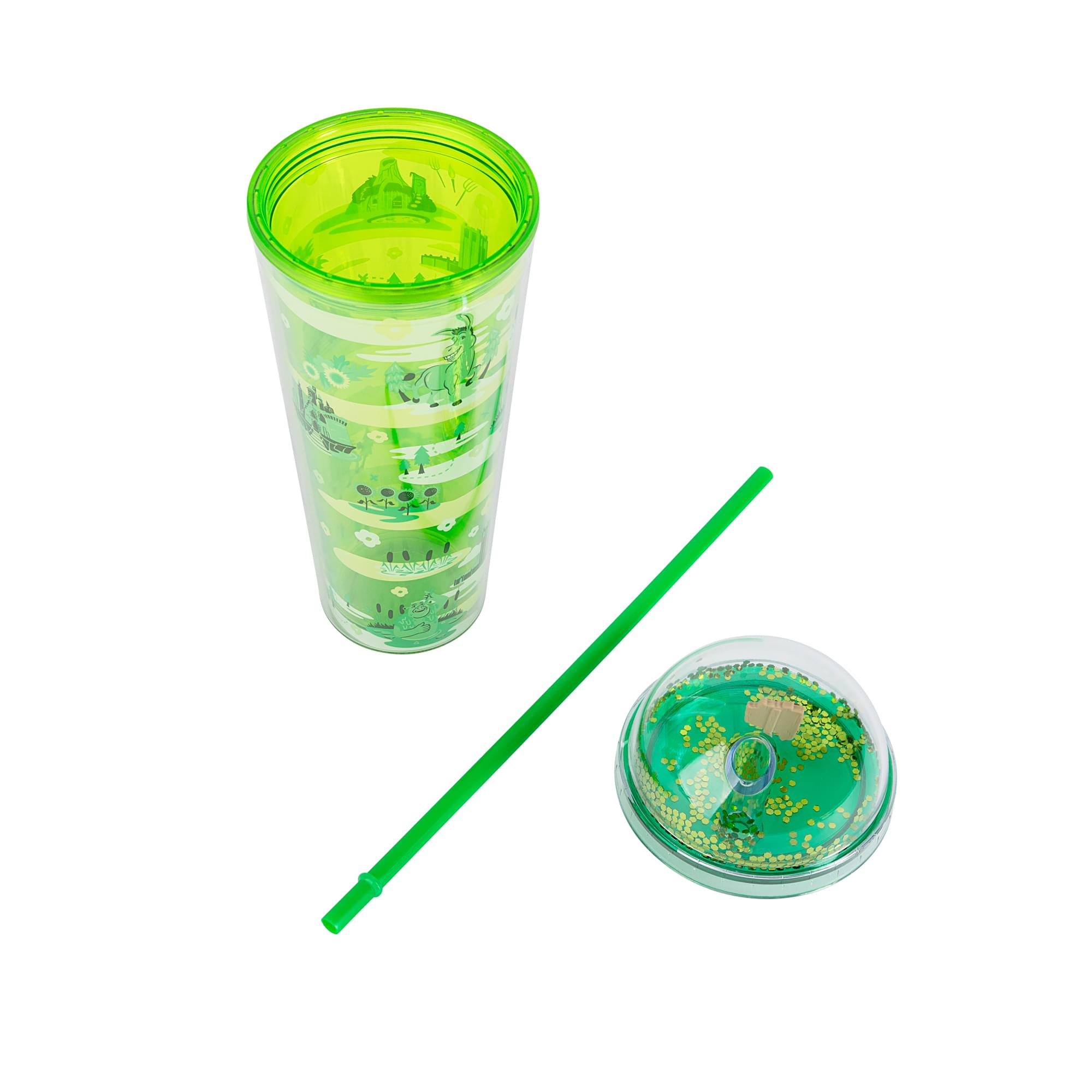 Shrek Swamp Landmark Characters 24-Ounce Carnival Cup With Lid and Straw