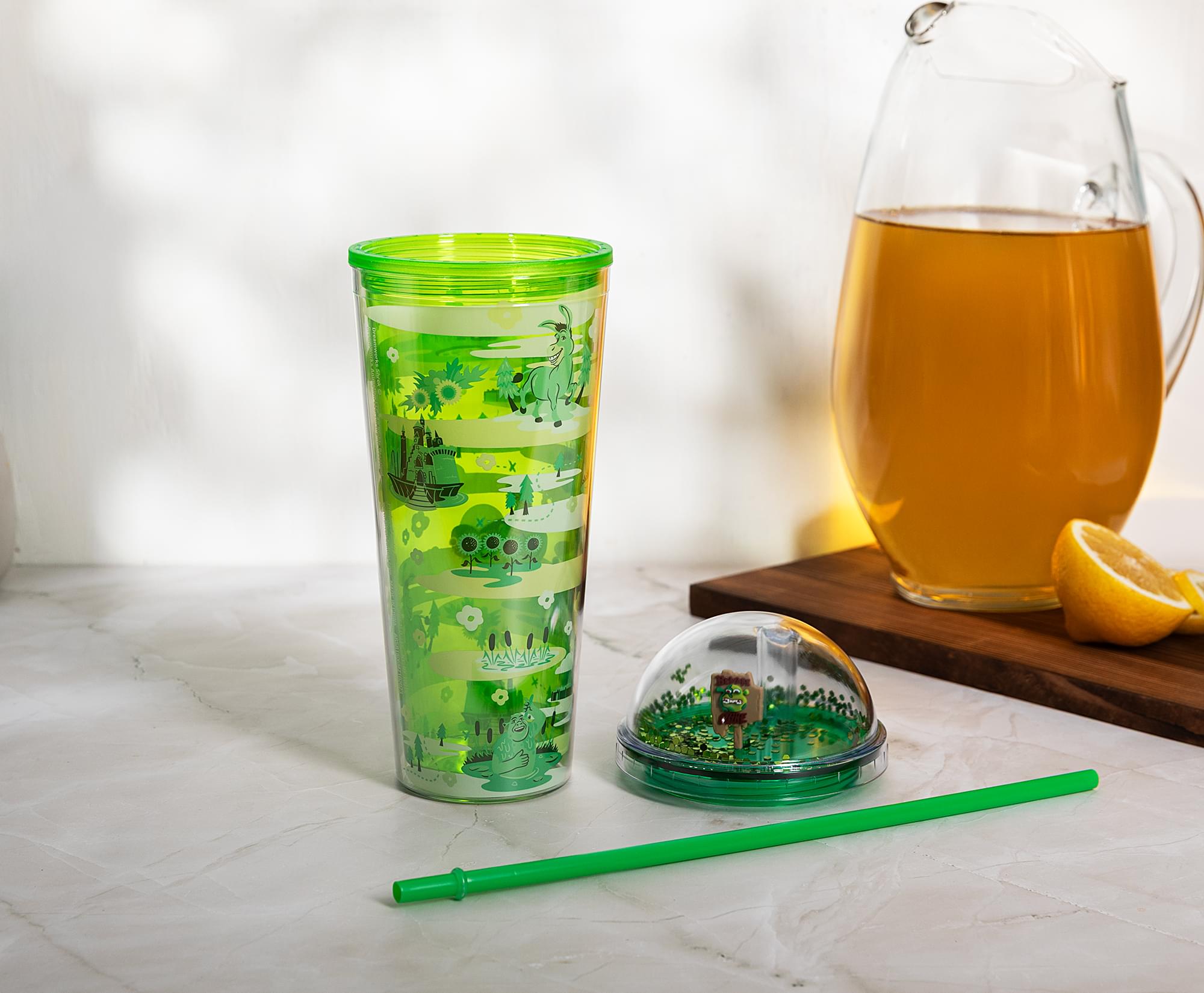 Shrek Swamp Landmark Characters 24-Ounce Carnival Cup With Lid and Straw